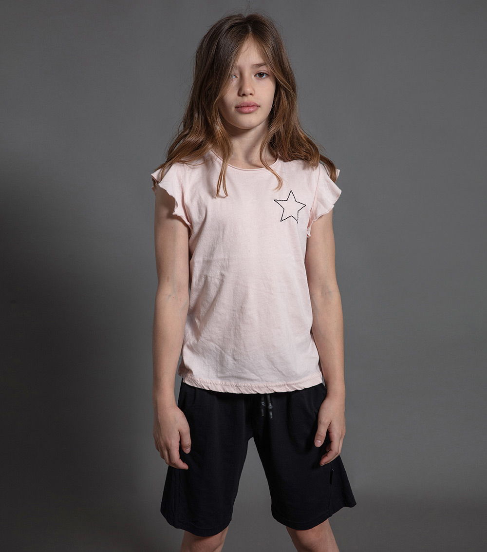 Girls Pink Cotton T-shirt