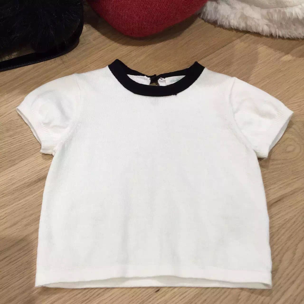 Girls White Cotton Knitted T-Shirt And Cardigans Set - CÉMAROSE | Children's Fashion Store - 2