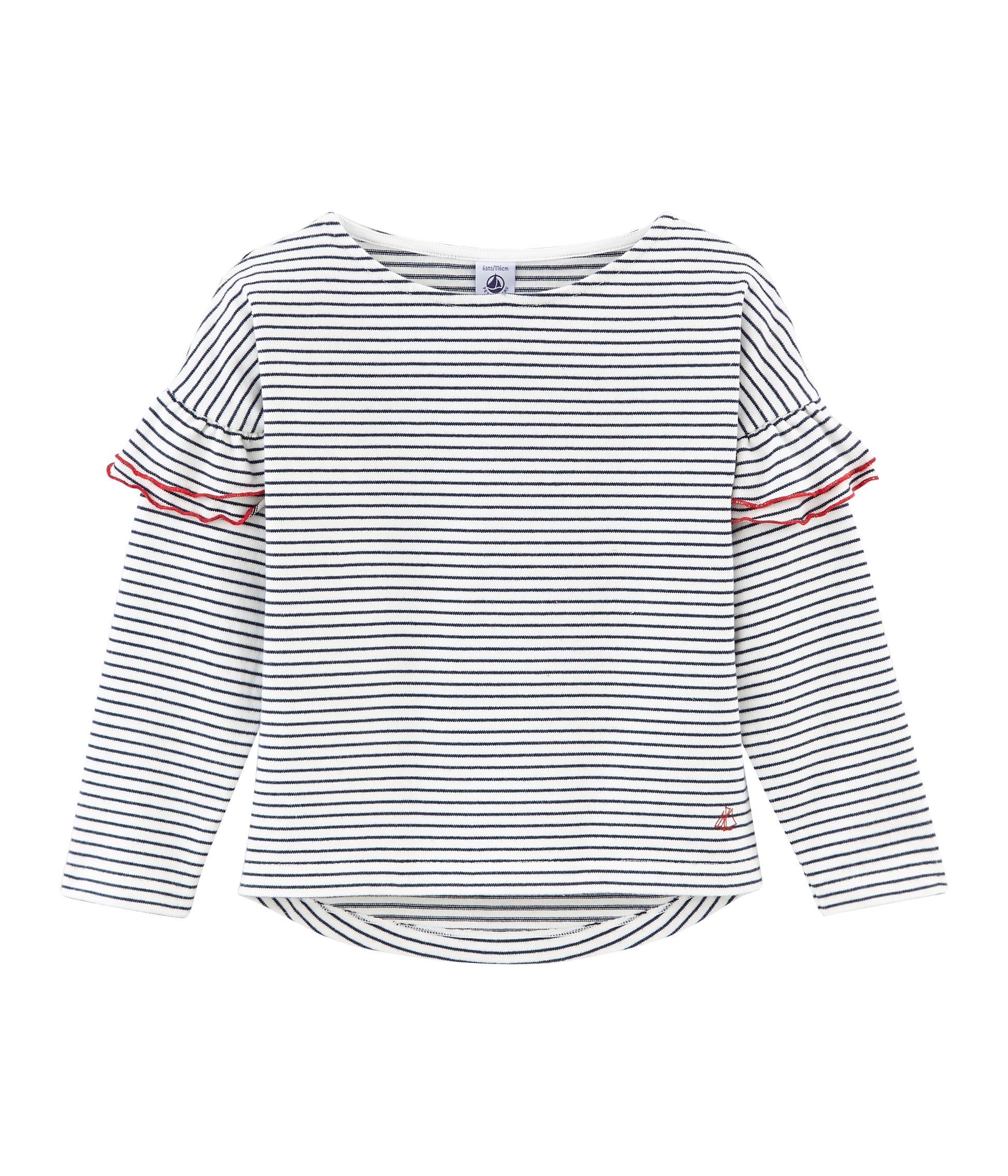 Girls Black & White Striped Cotton Sweatshirt