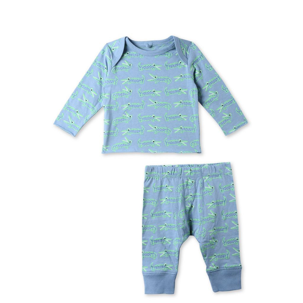 Baby Blue Croco Print Macy Top and Bottoms