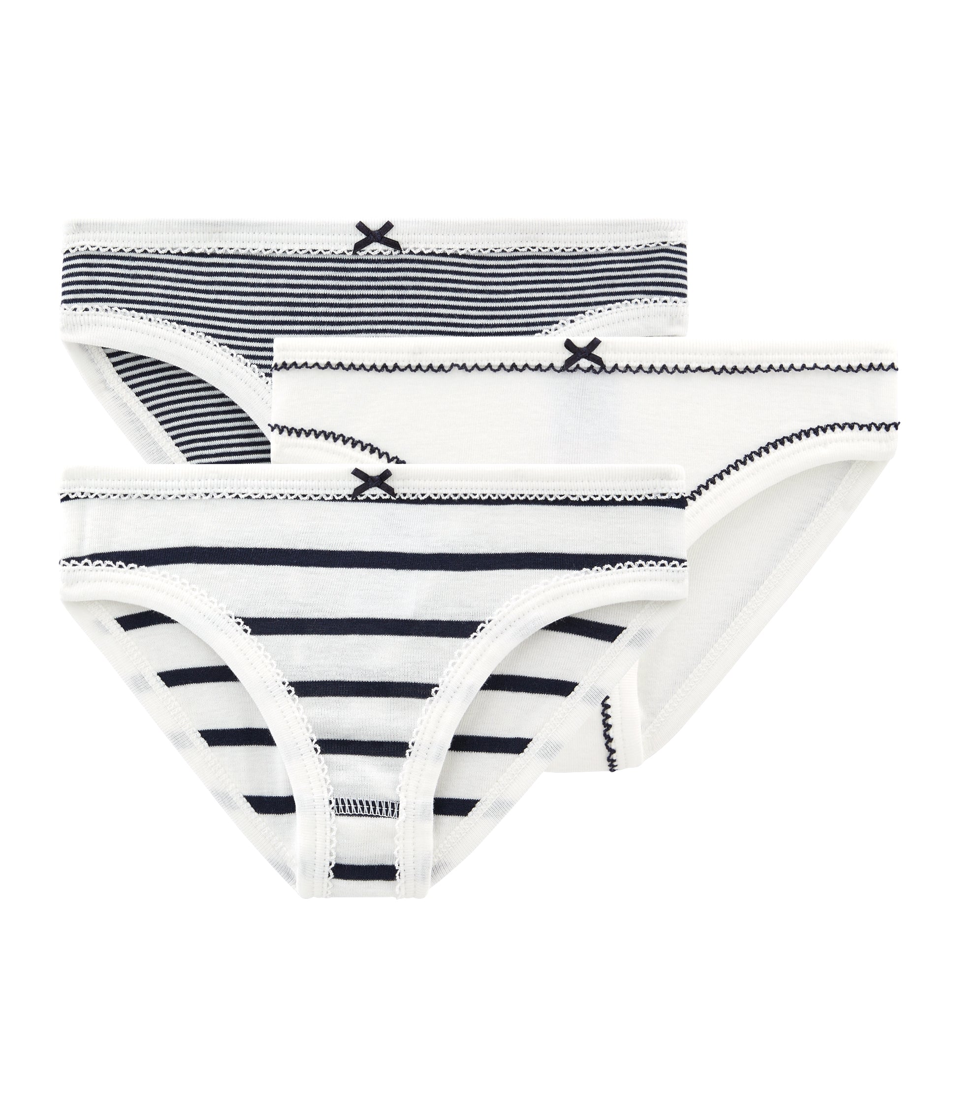 Girls White & Black Cotton Underwear Sets