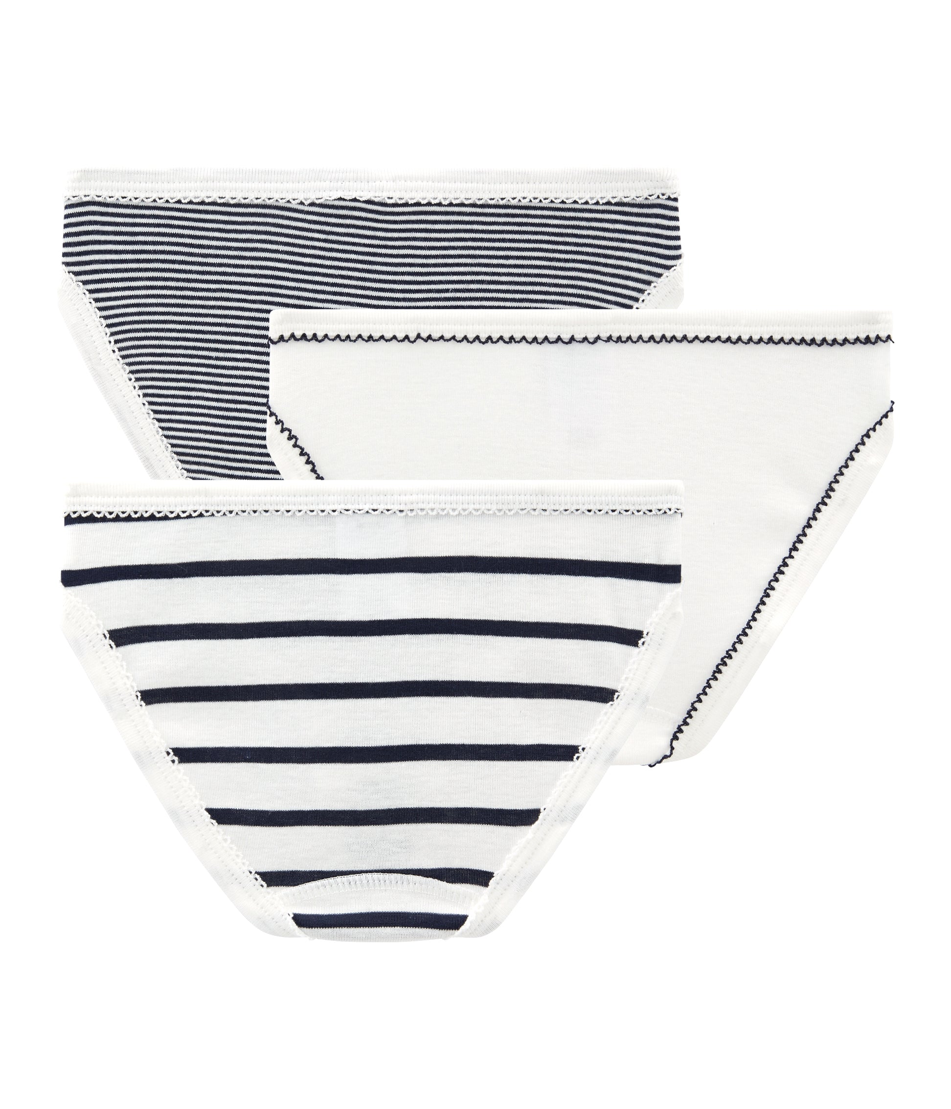 Girls White & Black Cotton Underwear Sets
