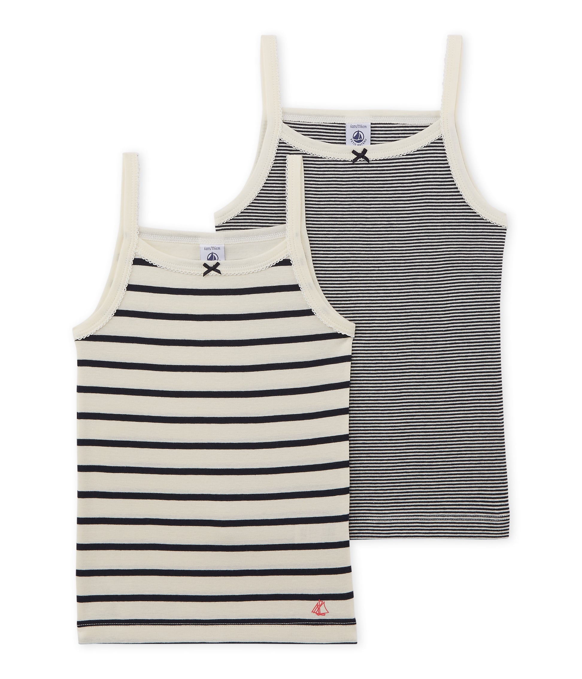 Girls Black & Beige Cotton Vest Sets