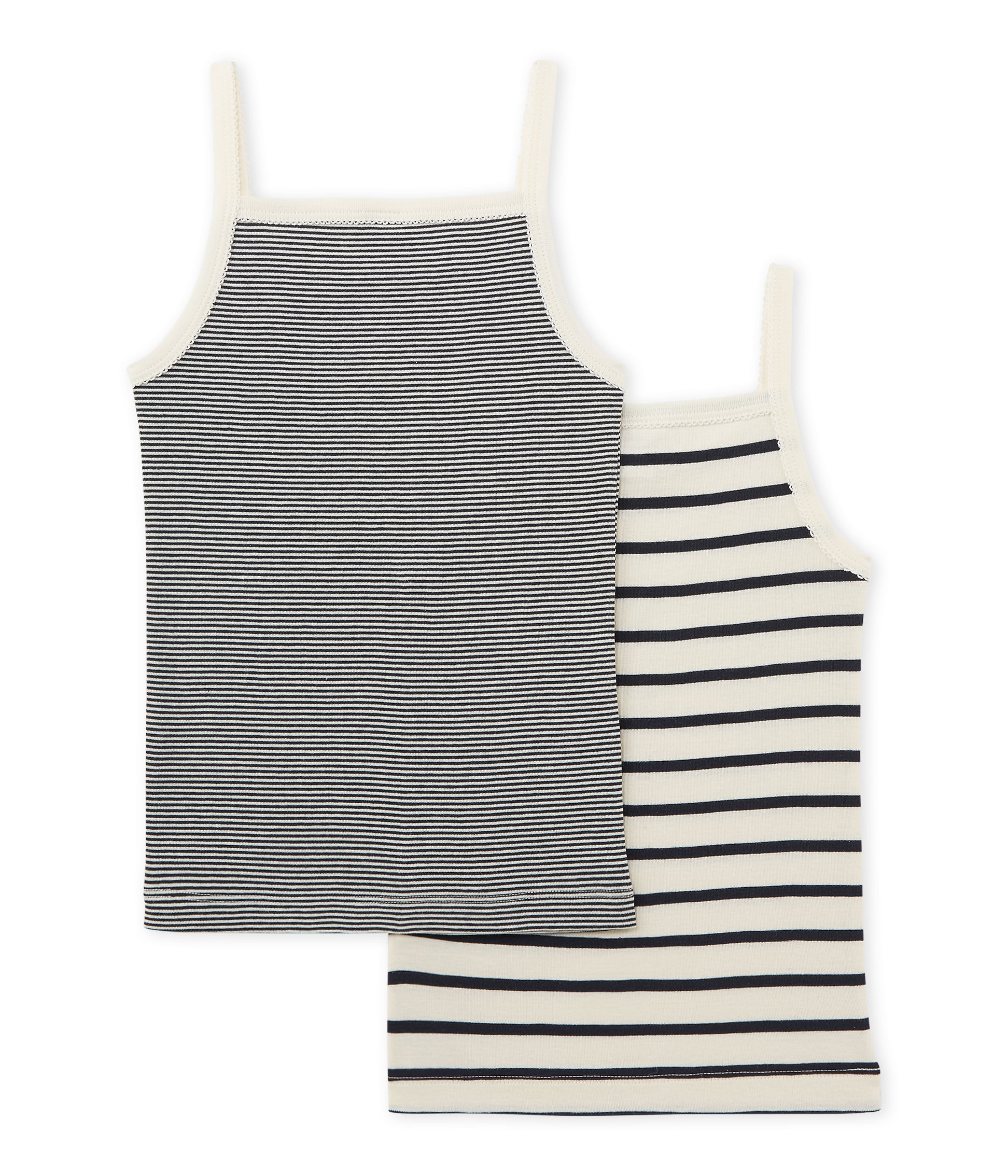 Girls Black & Beige Cotton Vest Sets