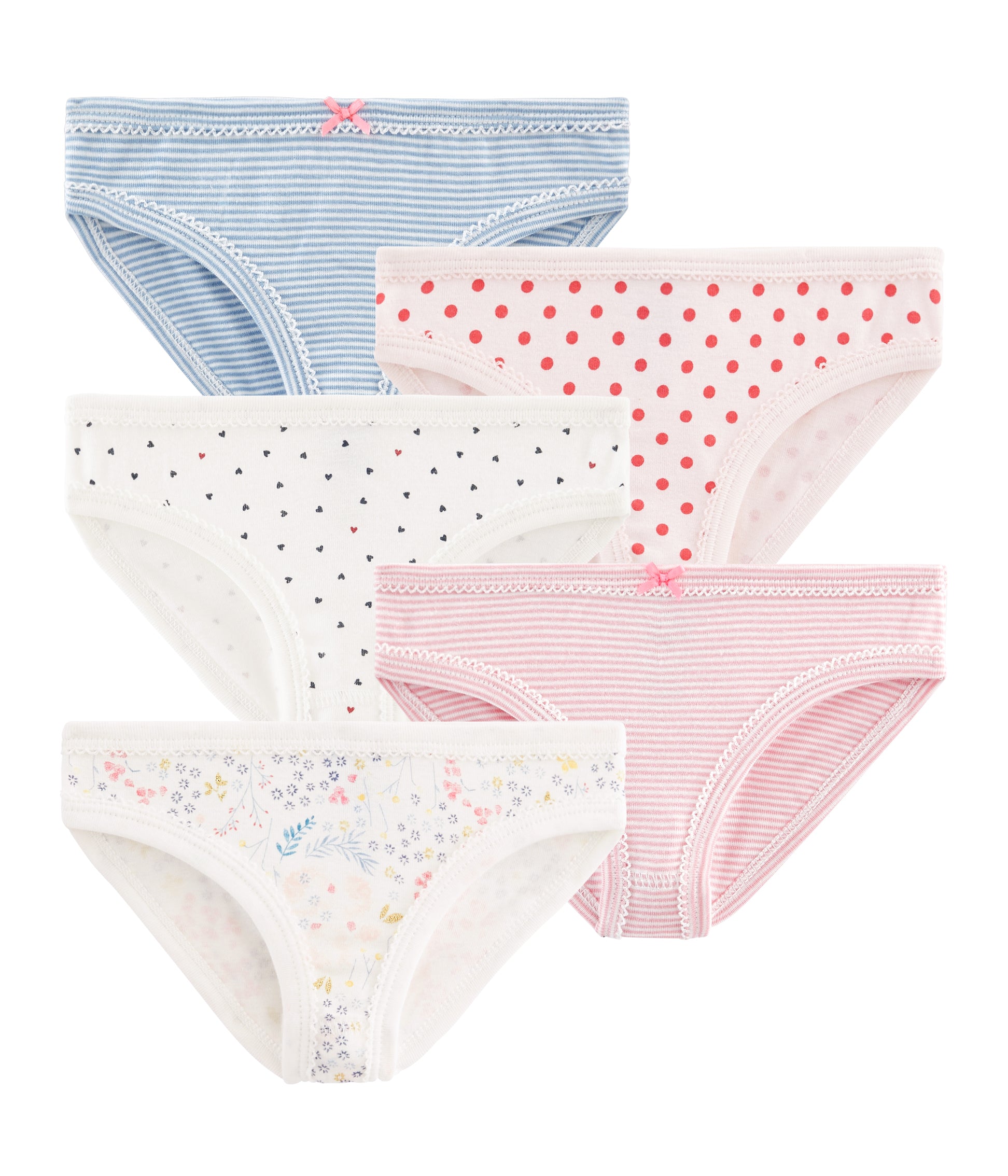 Girls Multicolor Cotton Briefs Set (5 pieces)