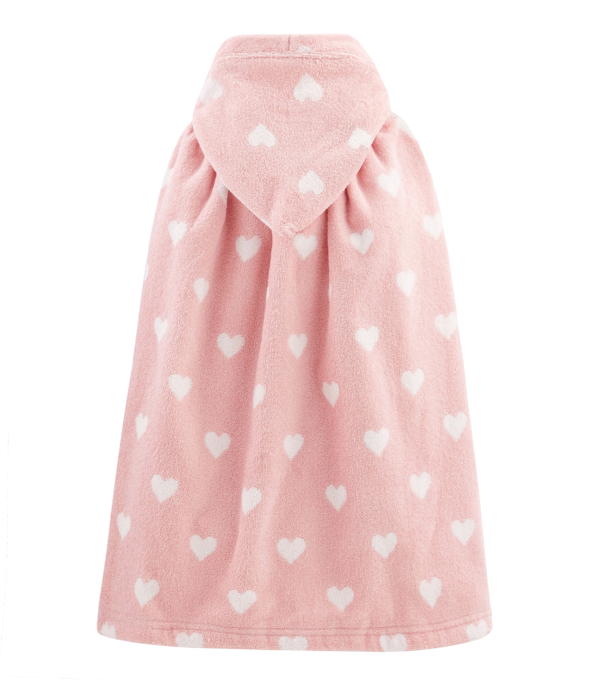Girls Pink Heart Hooded Cotton Cape