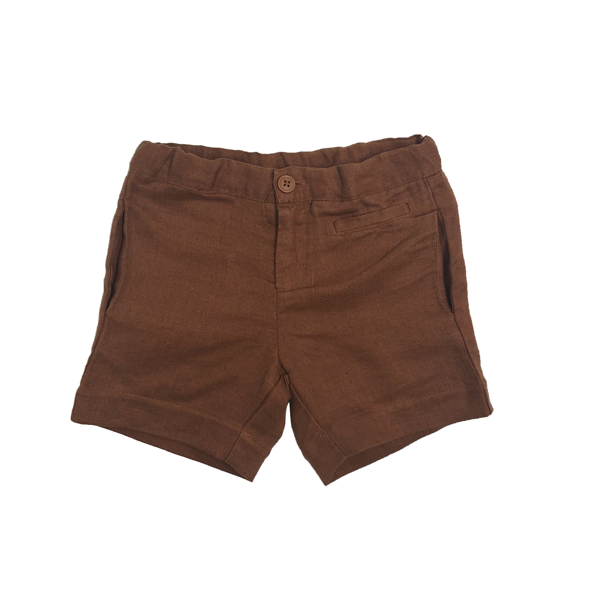 Girls & Boys Camel Linen Woven Shorts