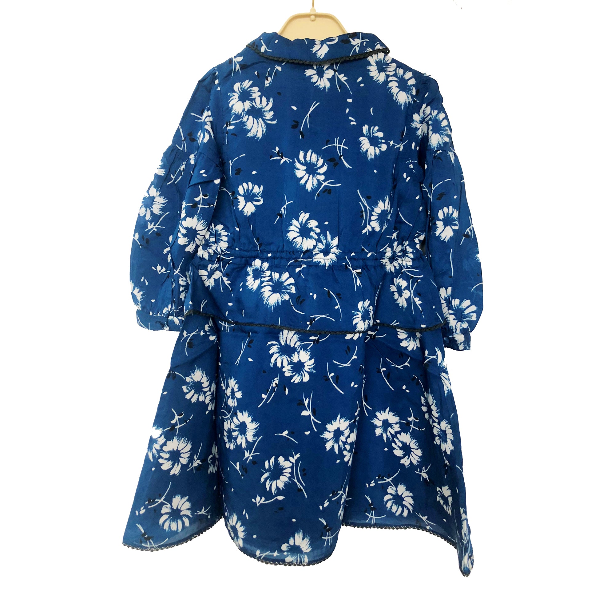 Girls Blue Winter Flower Dress