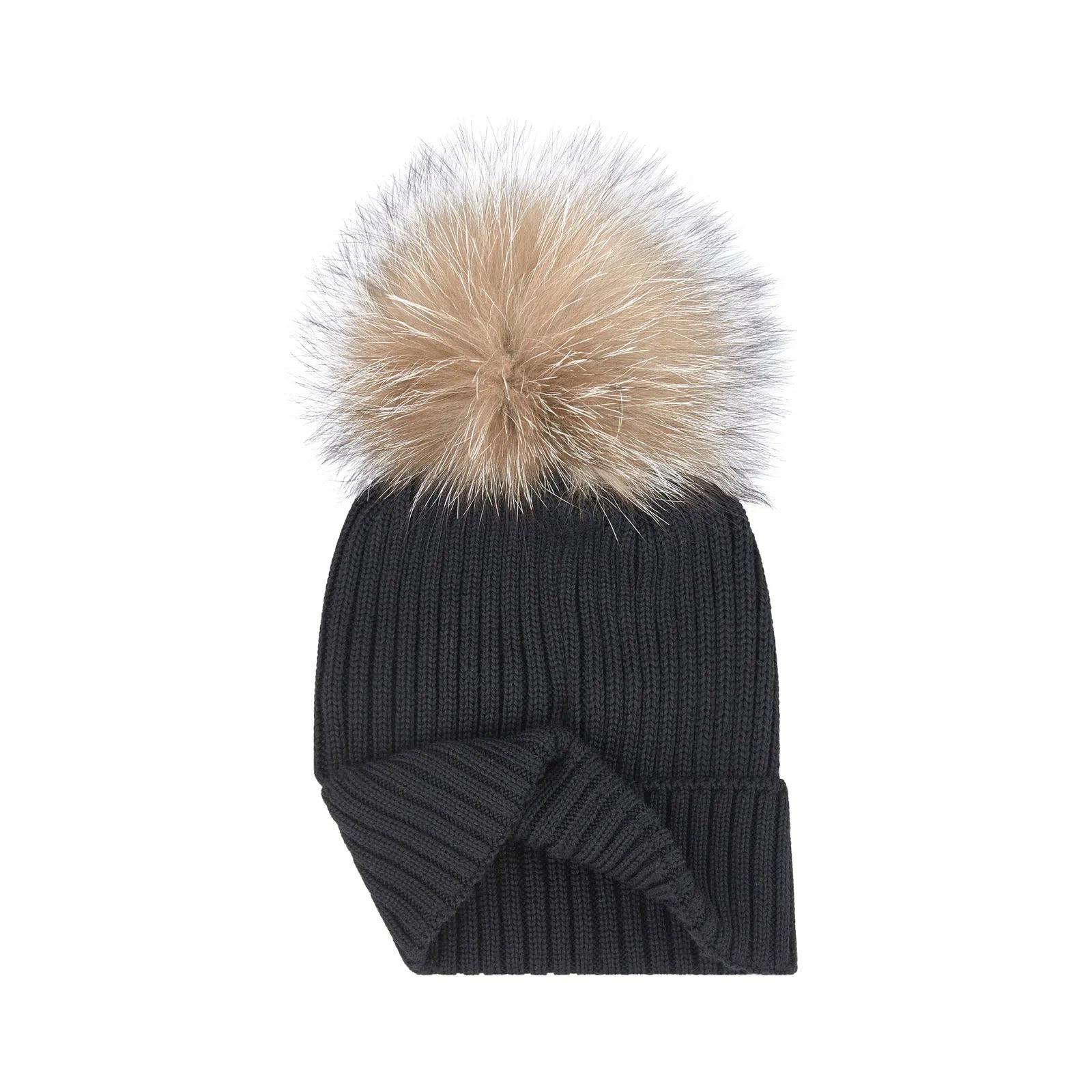 Girls Black Logo Virgin Wool Hat
