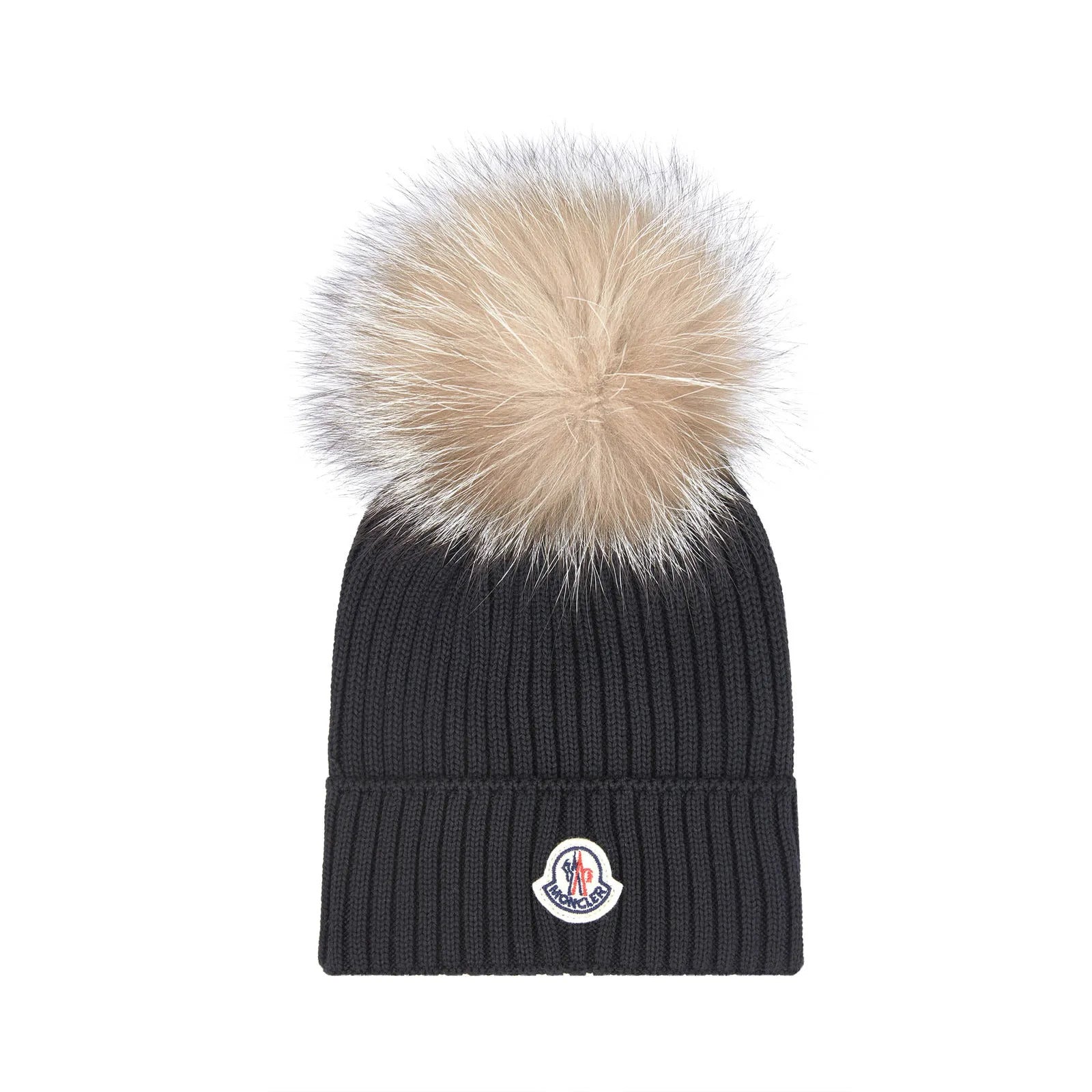Girls Black Logo Virgin Wool Hat