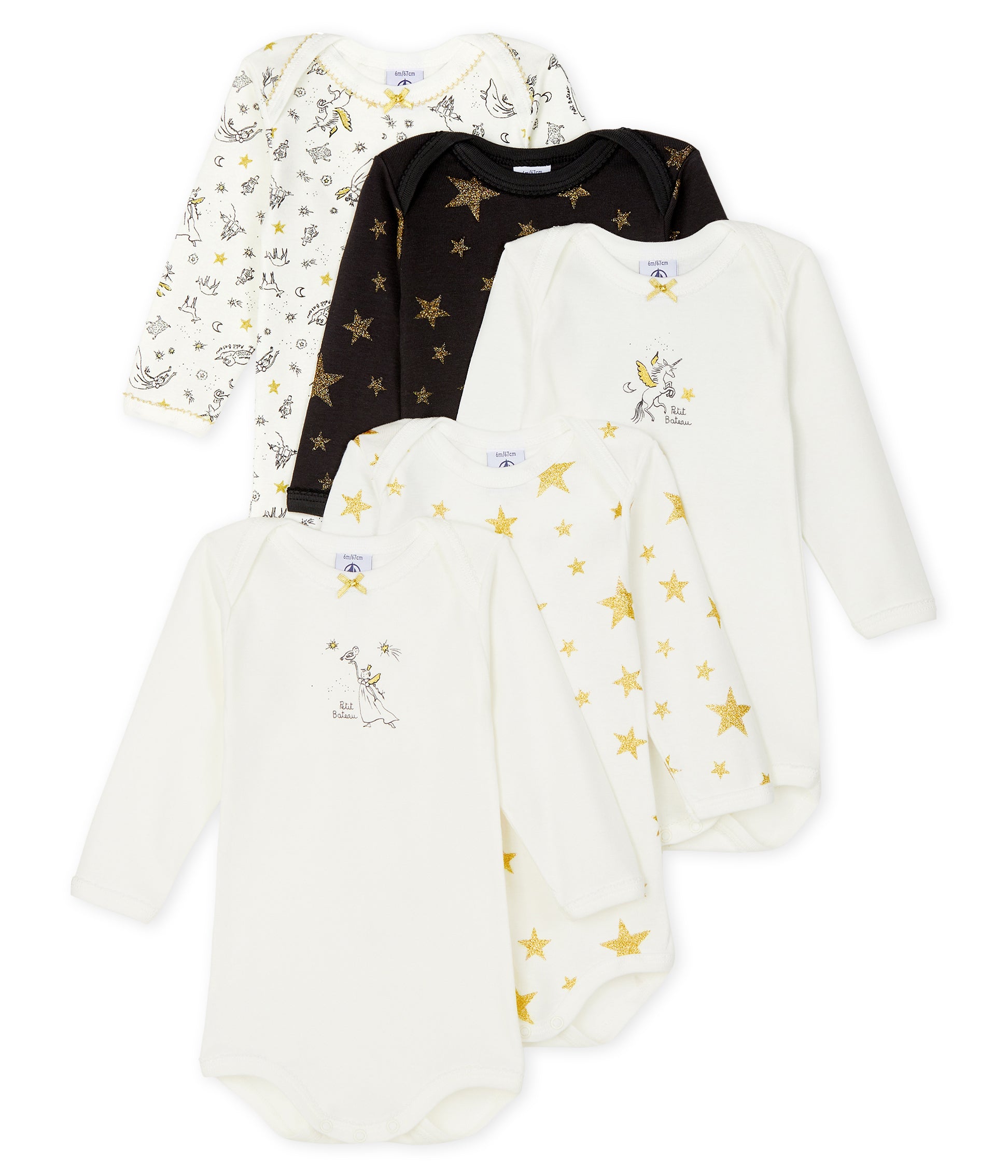 Baby Girls Multicolor Cotton Babysuit Set(5Pieces)