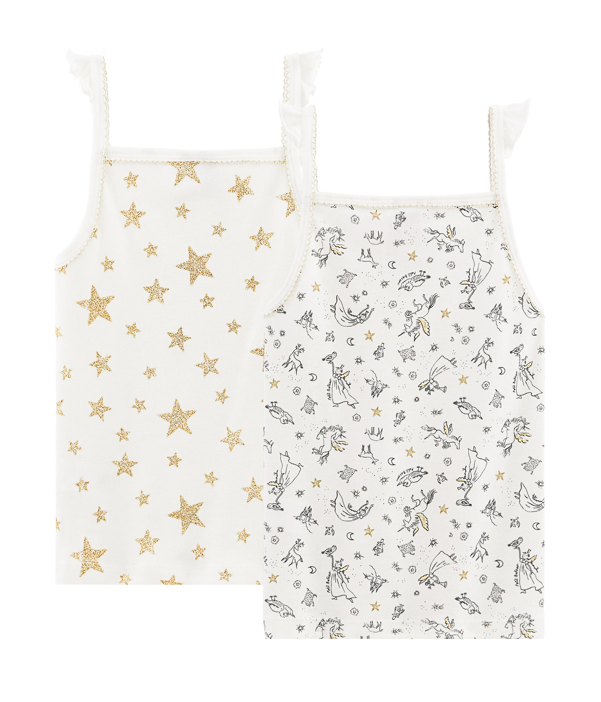 Girls White Cotton Vest (2Pieces)