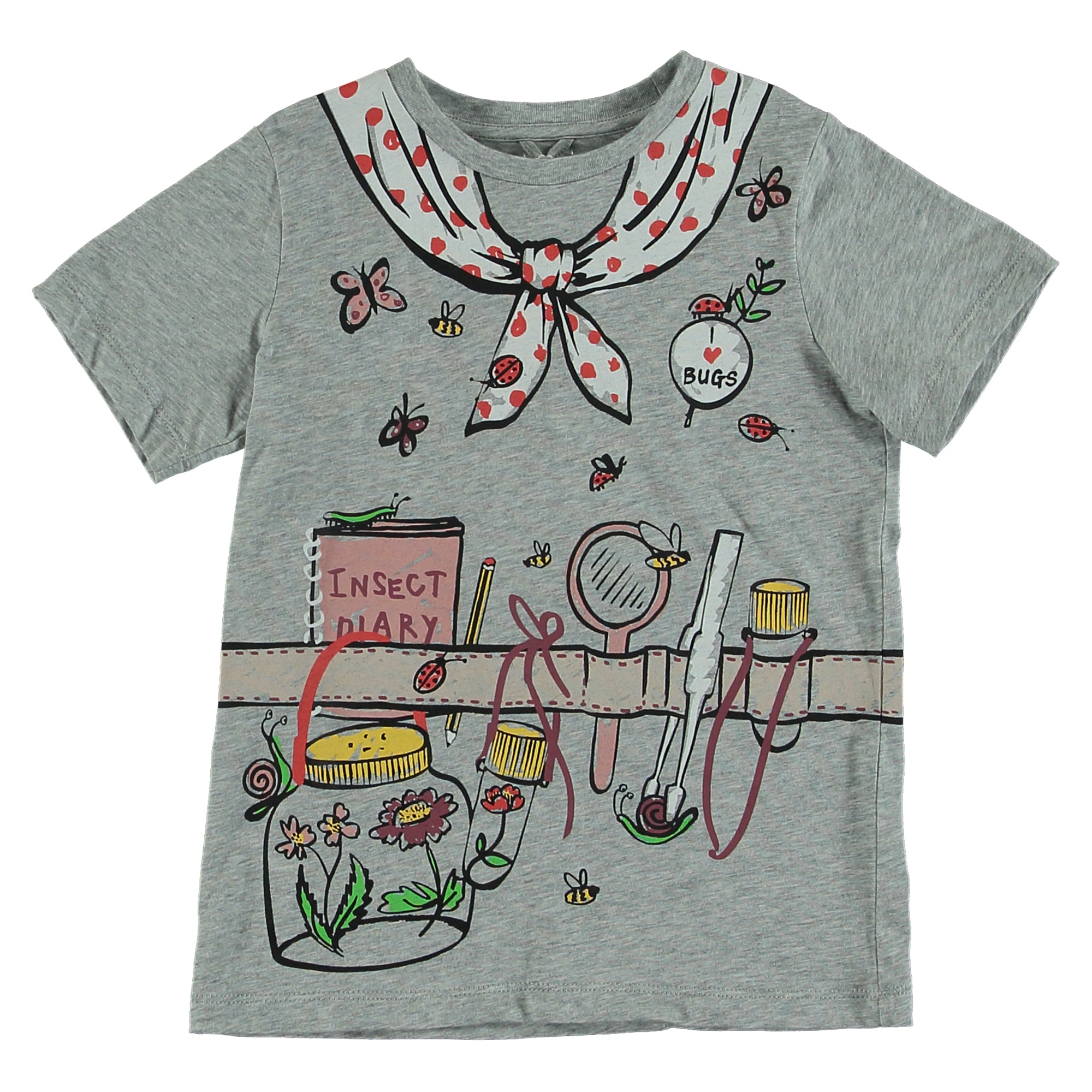 Girls Grey Printed Cotton T-shirt