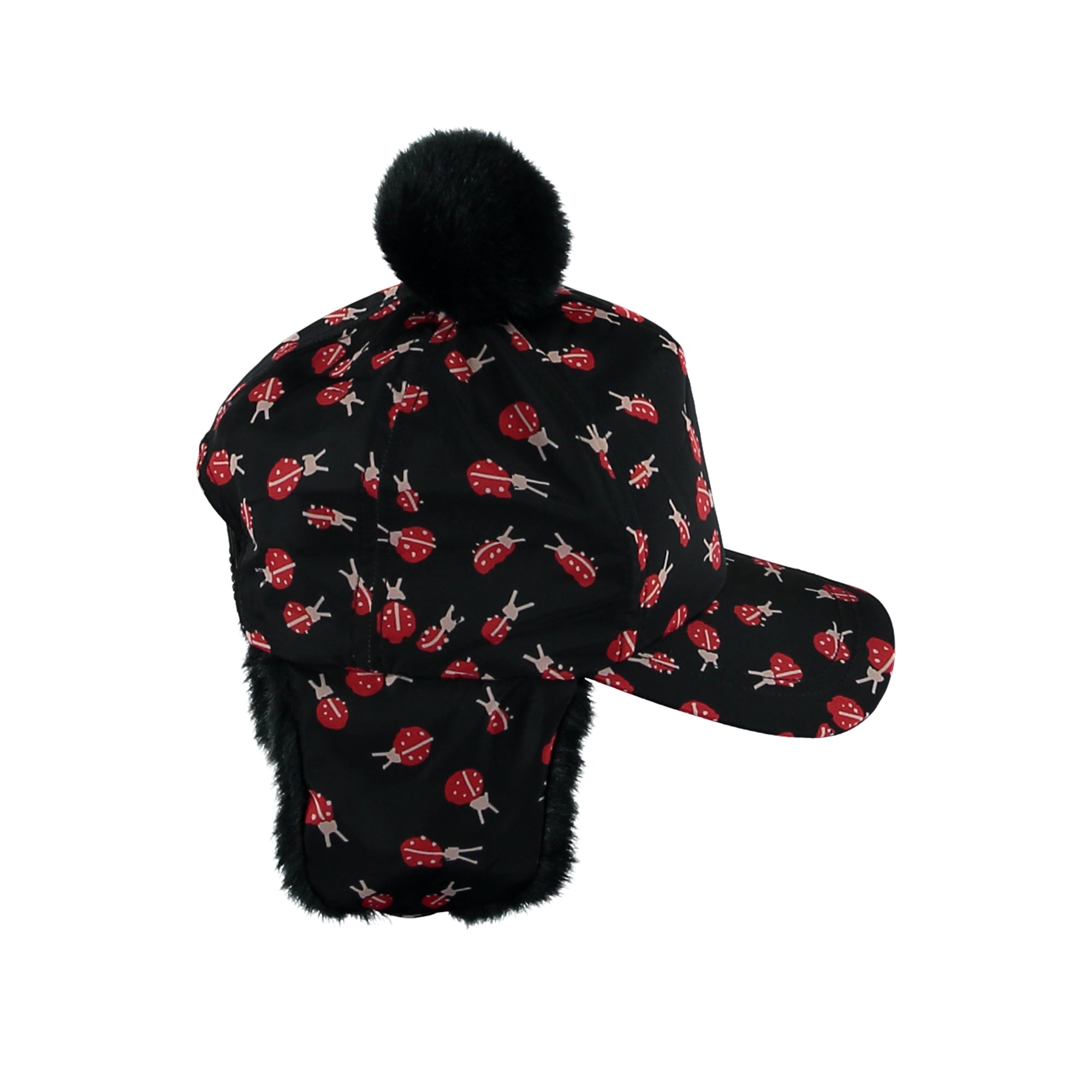 Girls Black Printed Hat