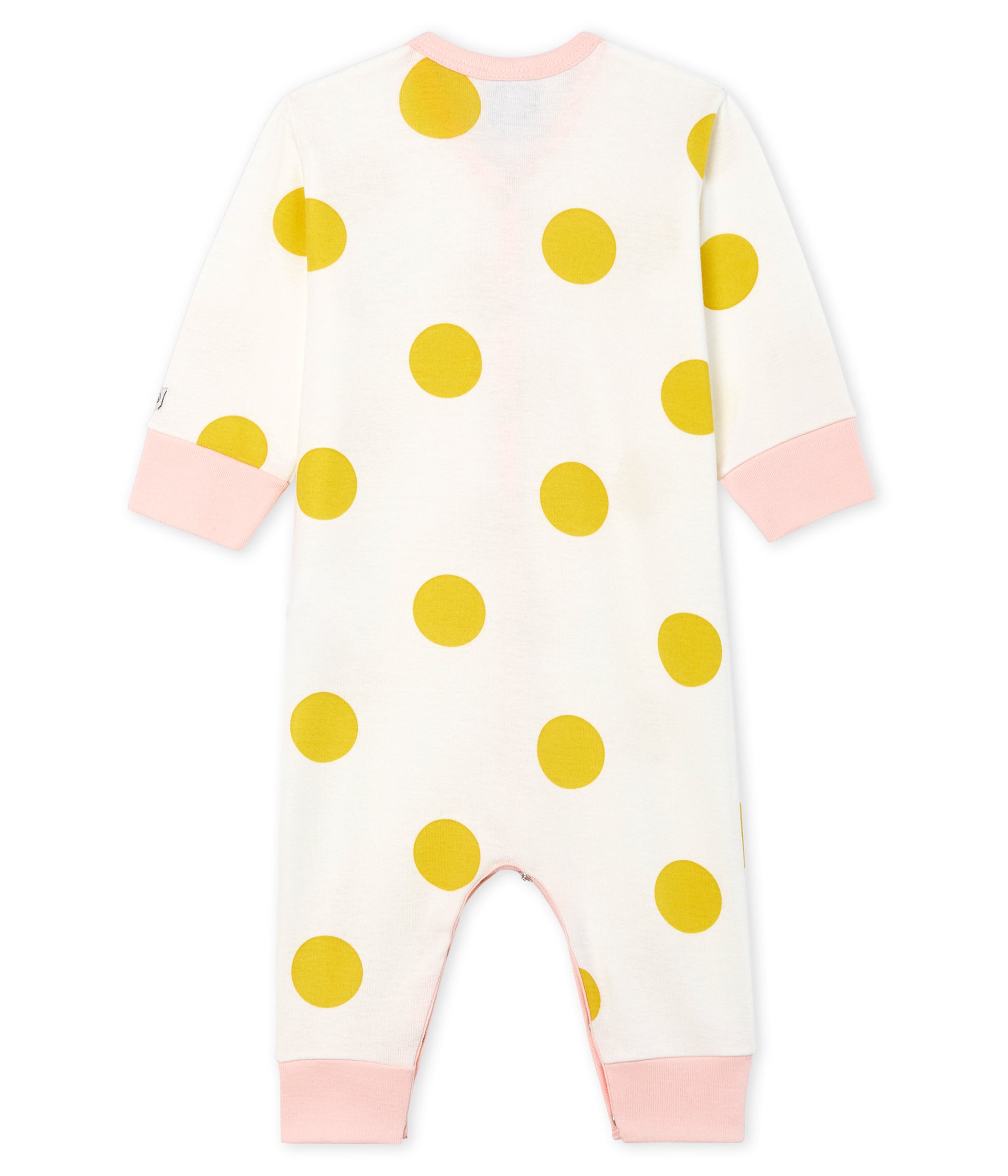 Baby Girls White & Yellow Cotton Babysuit