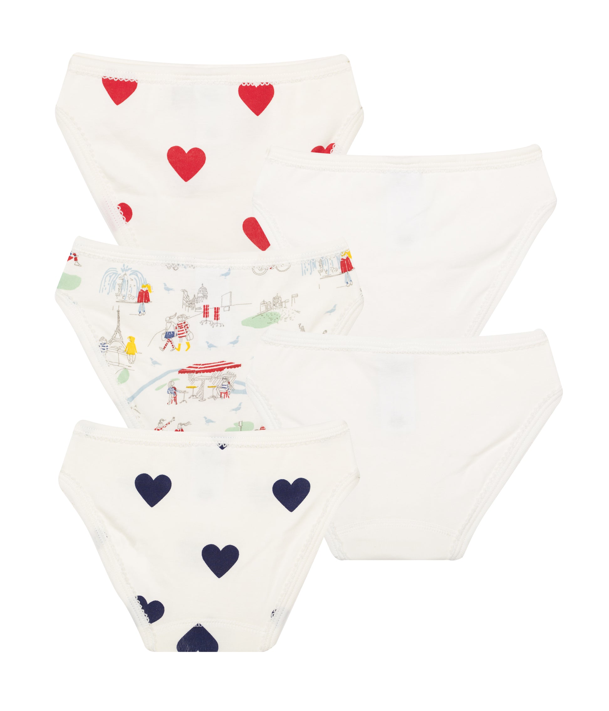 Girls White Cotton Briefs Set (5 pieces)