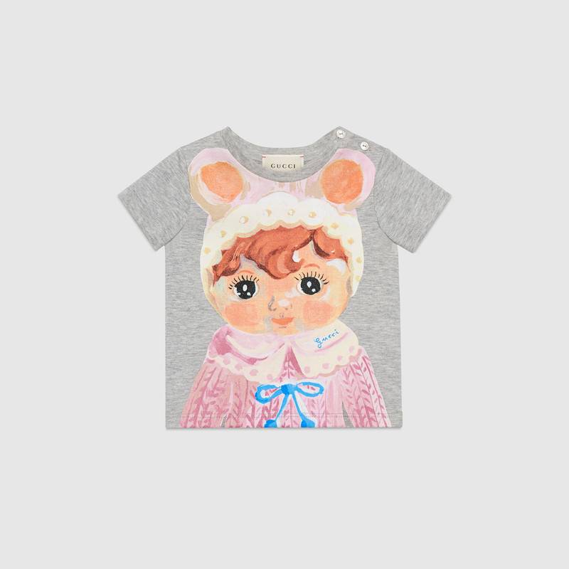 Baby Girls Grey Cotton T-shirt