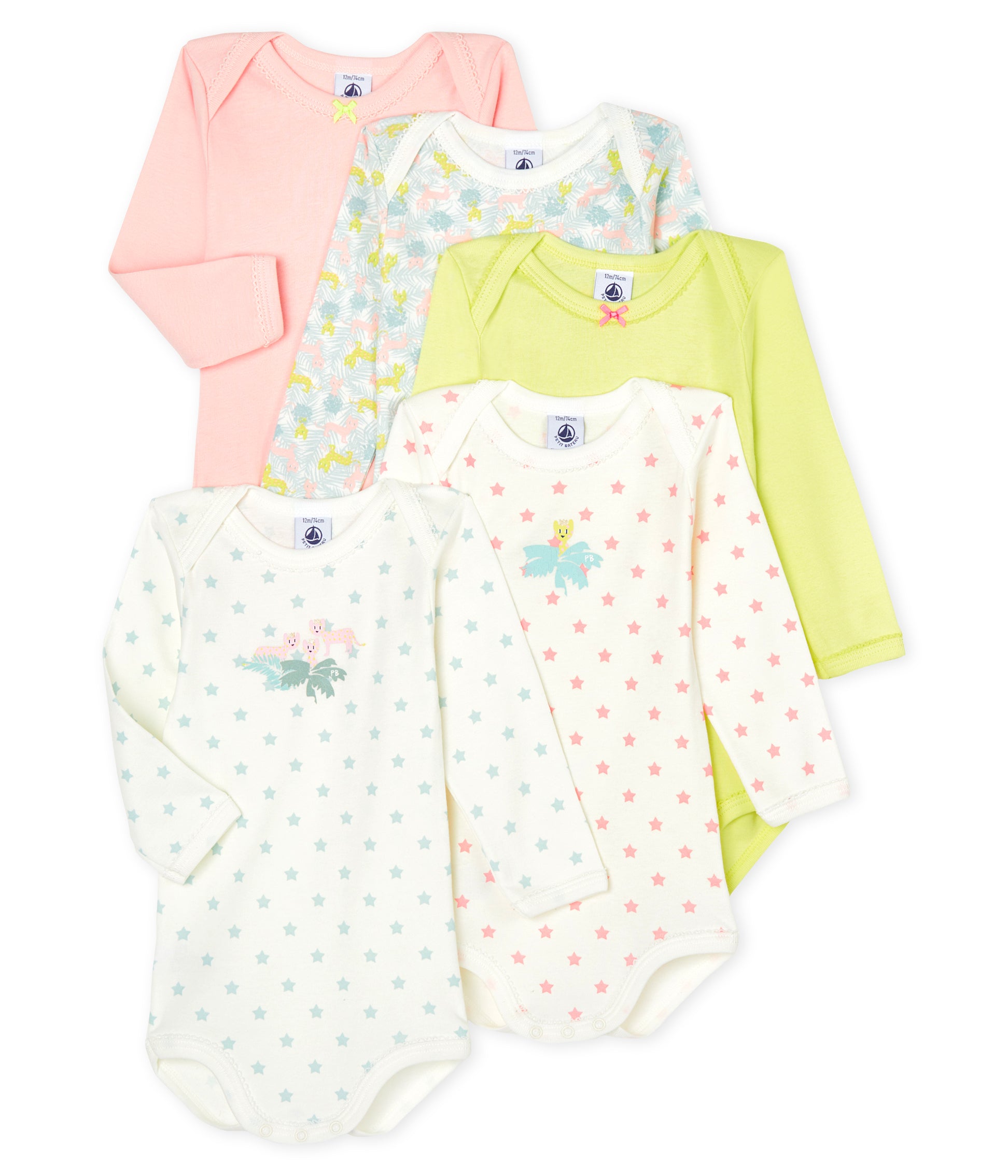 Baby Girls Multicolor Cotton Babysuit Set (5 Pack)