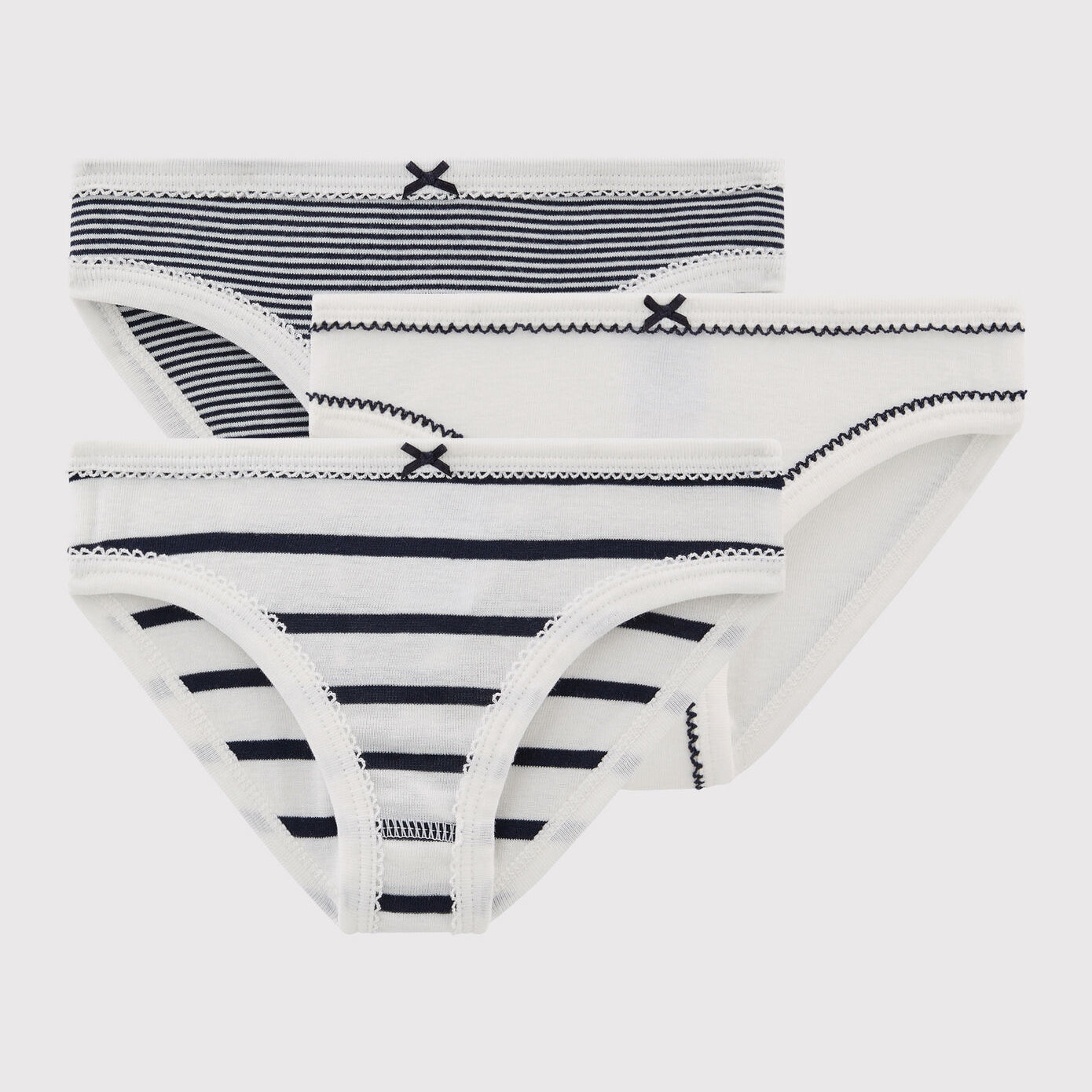 Girls Black Stripes Cotton Underwear Set(3 Pack)