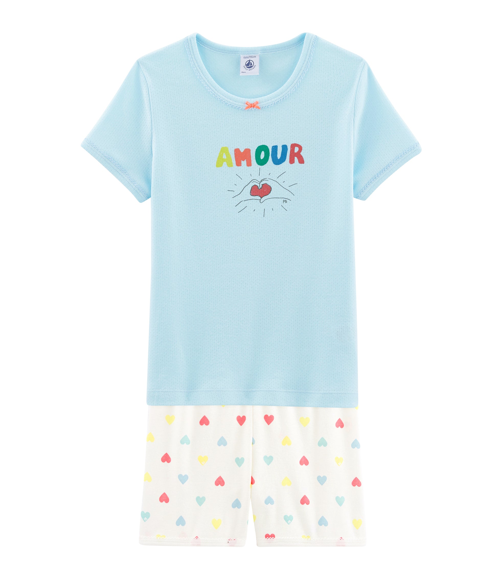 Girls Blue Heart Cotton Nightwear Set