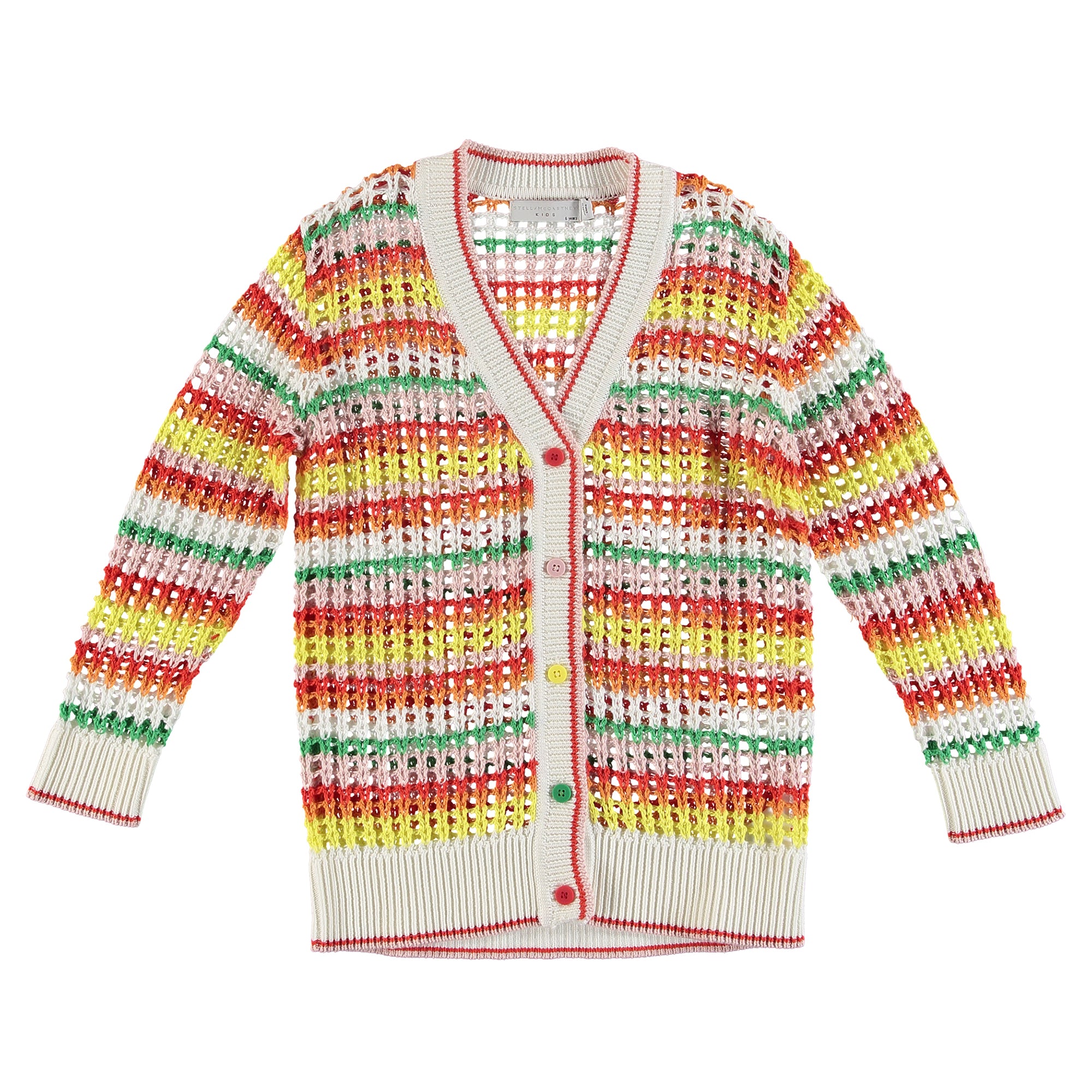 Girls Multicolor Hollow Knit Cardigan