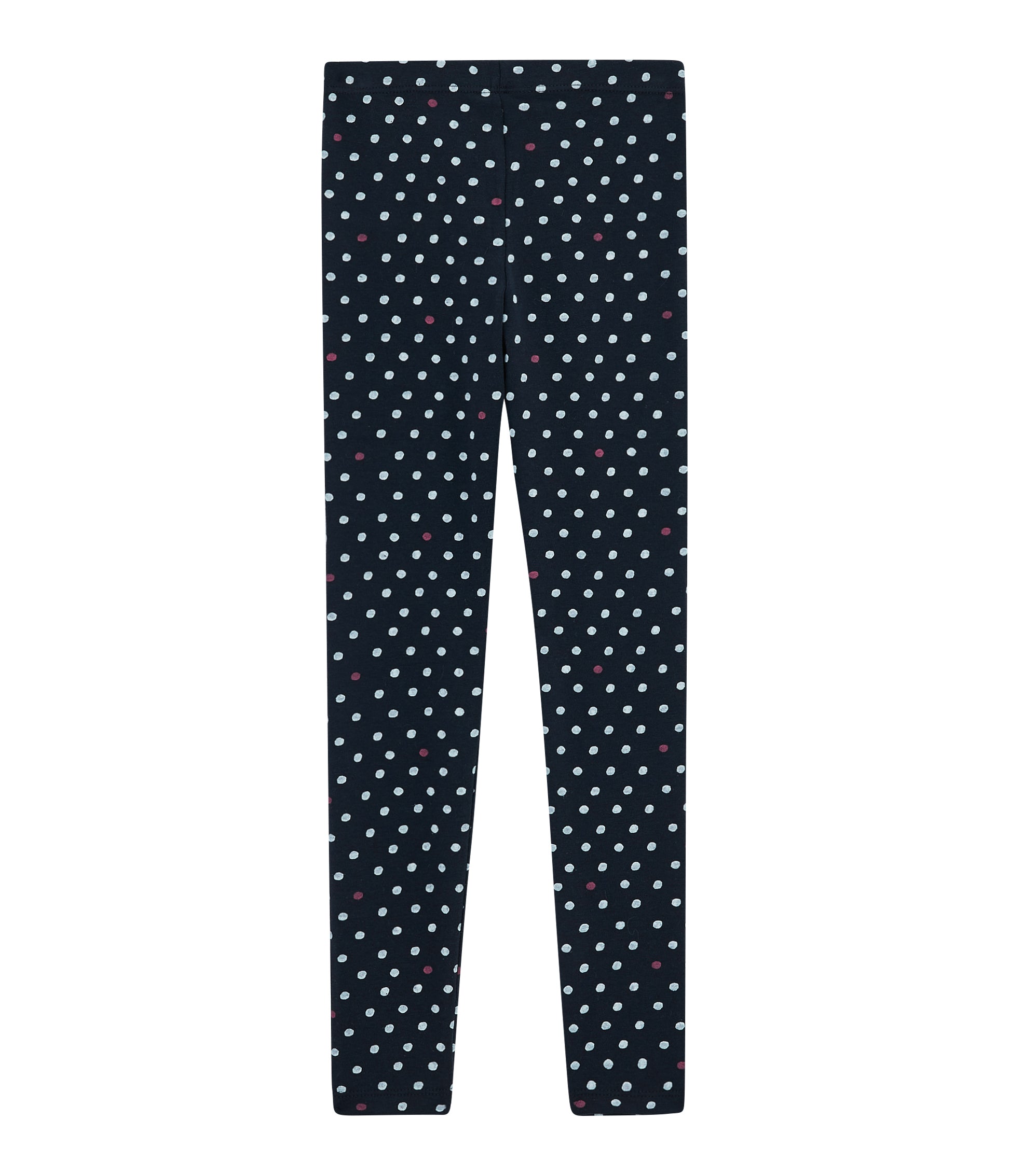 Girls Navy Dots Cotton Leggings