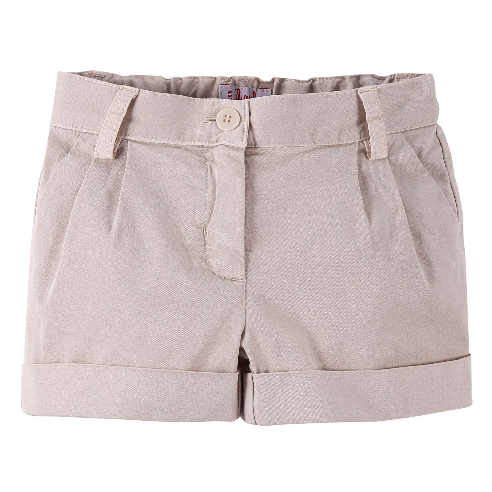 Girls Beige Cotton Shorts With Turn Up Hems - CÉMAROSE | Children's Fashion Store - 1