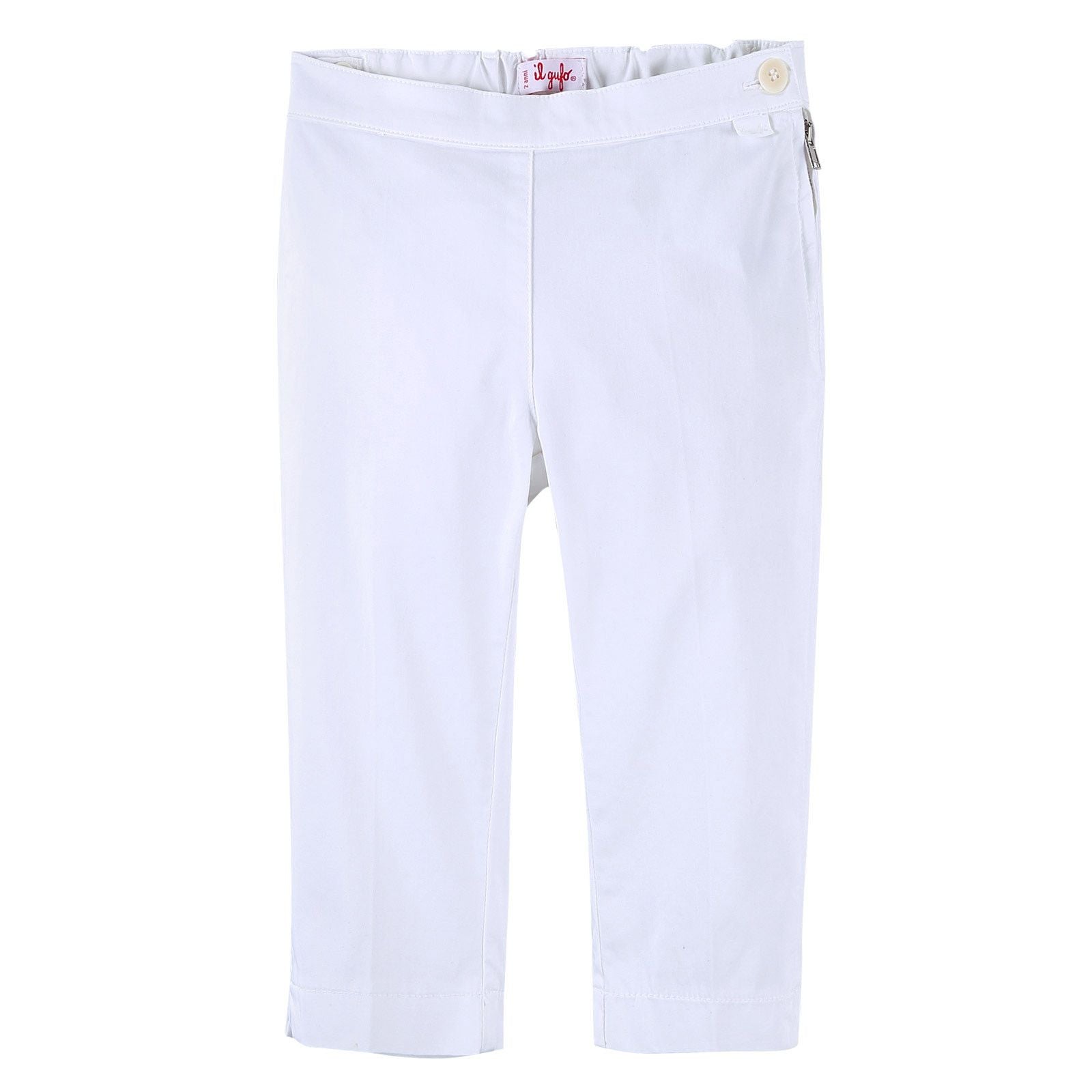 Girls White Cotton Jersey Trousers With Zip-Up Pockets - CÉMAROSE | Children's Fashion Store - 1