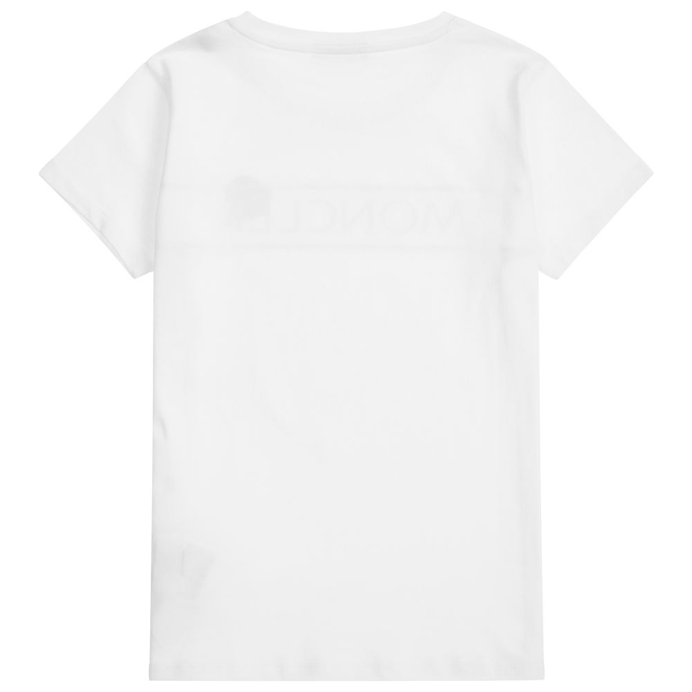 Girls White Logo Cotton T-Shirt
