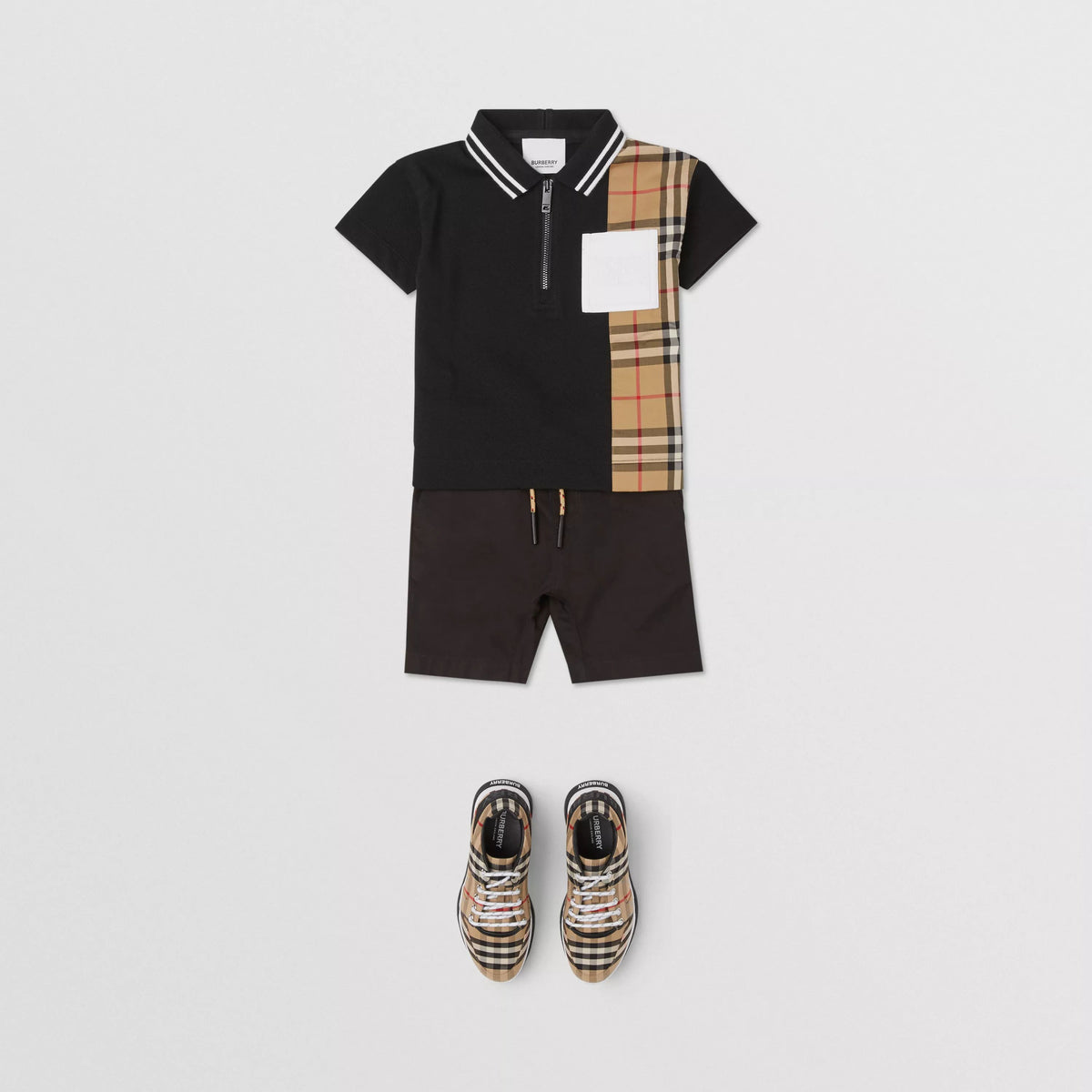Polo en coton noir pour bébé garçon