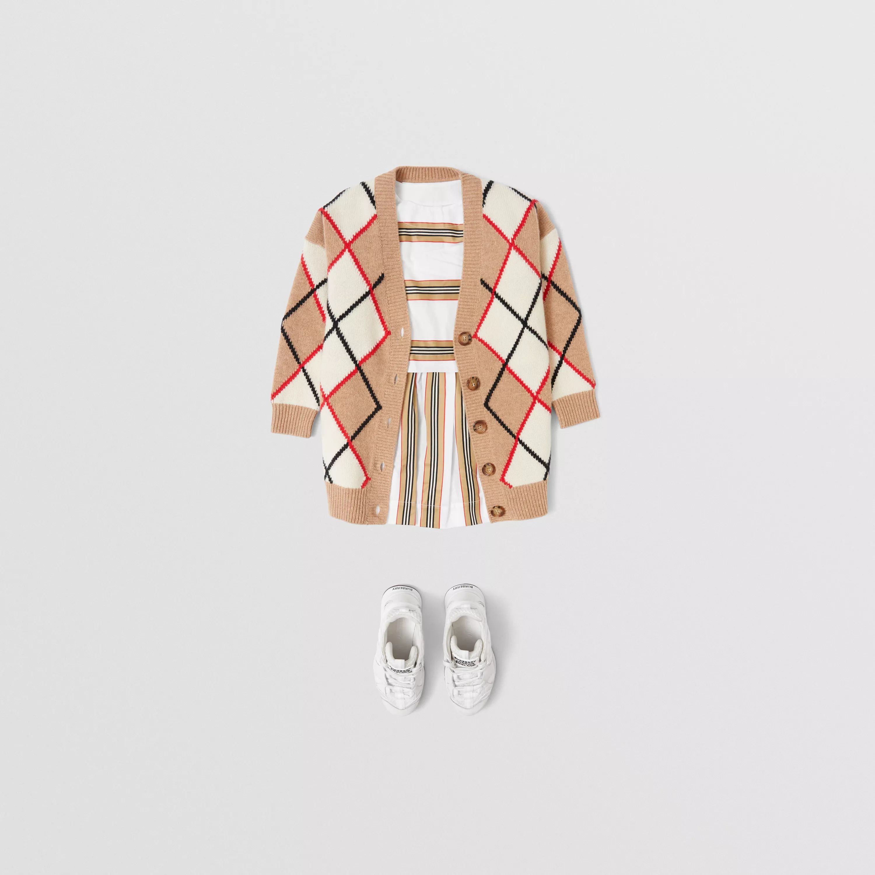 Girls White Stripe Cotton Dress