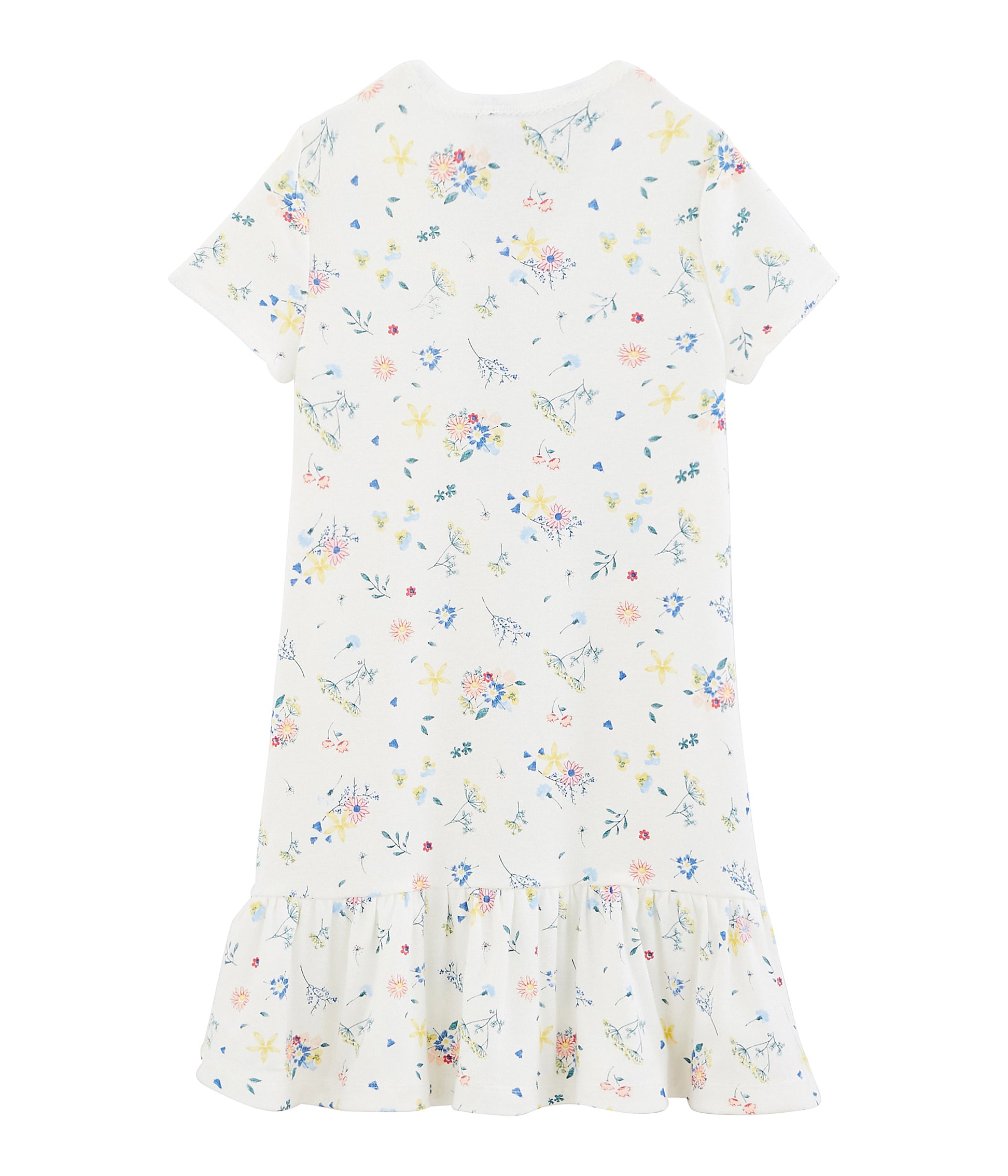 Girls White Flower Cotton Nightwear Dress