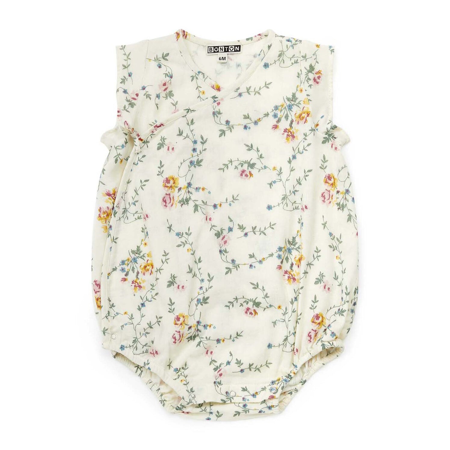Baby Girls Light Green Flower Cotton Romper