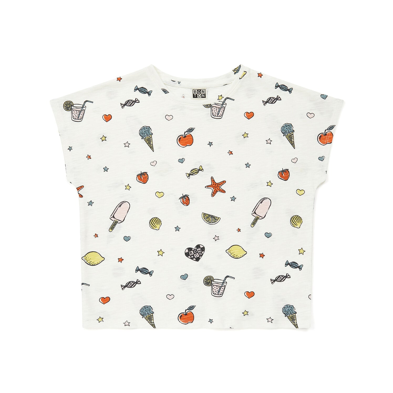 Girls White Painted Cotton T-Shirt