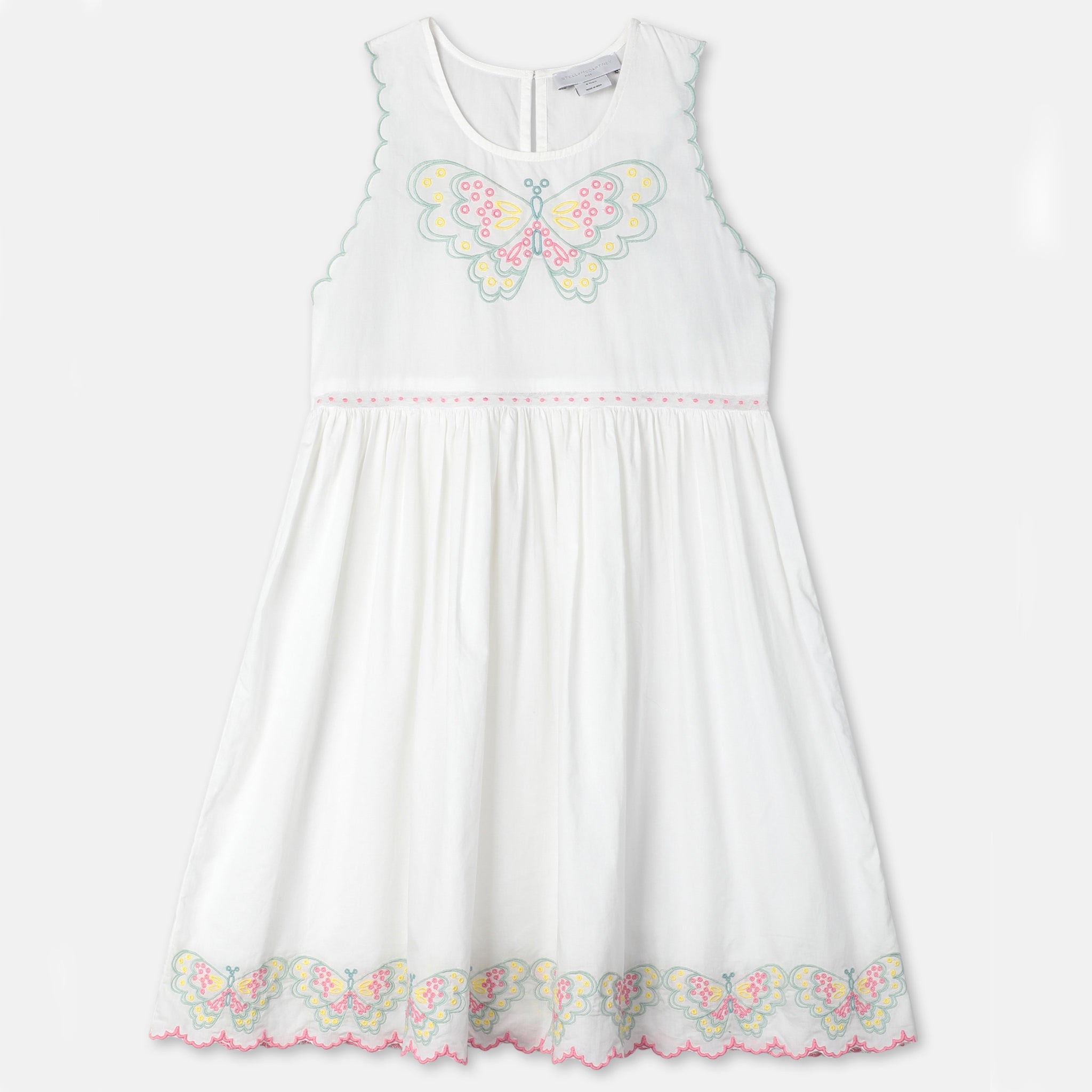 Girls White Butterfly Cotton Dress