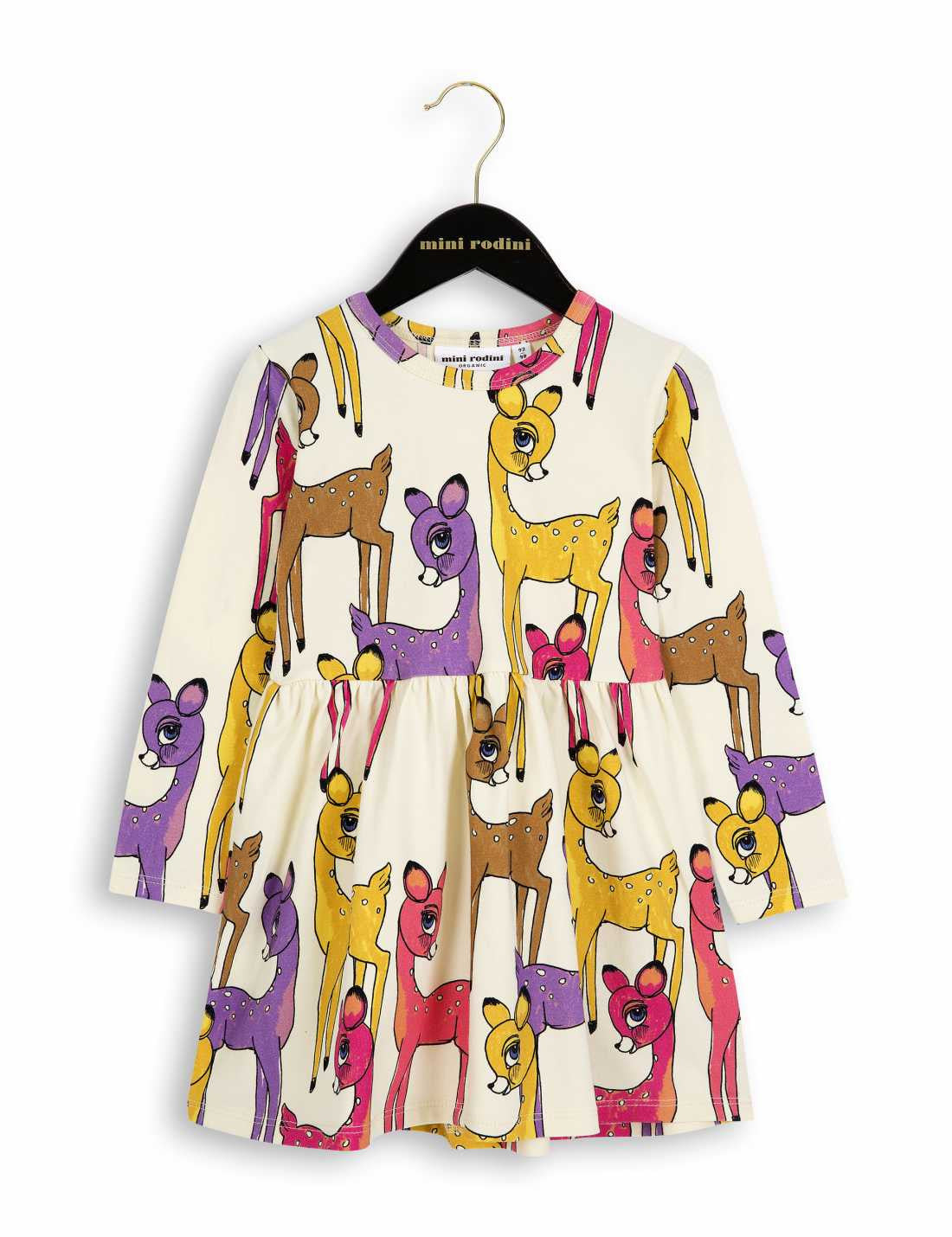 Girls Ivory & Pink Deer Organic Cotton Dress - CÉMAROSE | Children's Fashion Store - 1