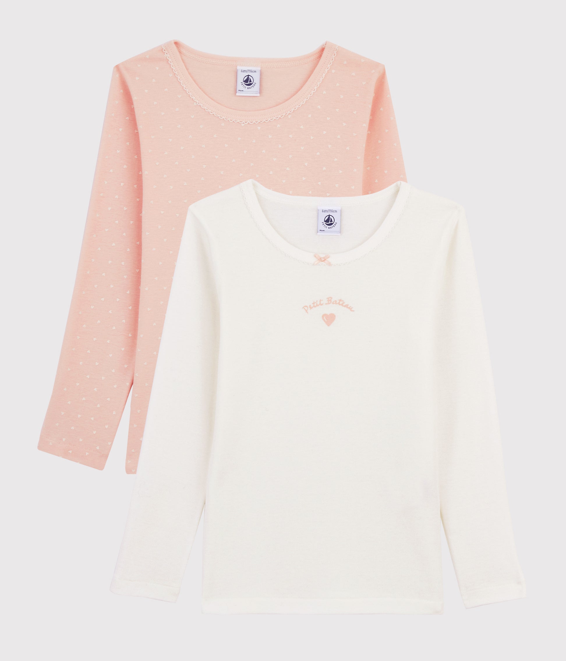 Girls Pink & White Long Sleeve Cotton T-Shirt