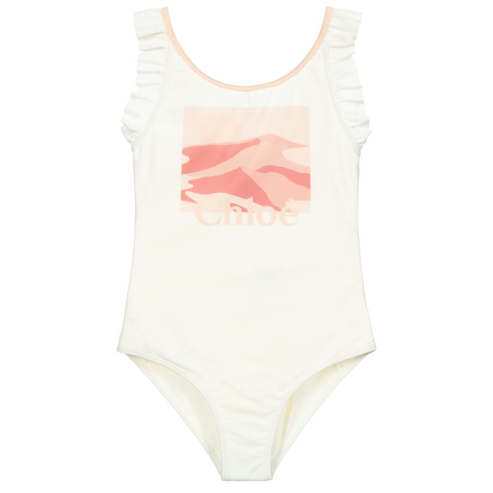 Girls Ivory Printing Swimsuit