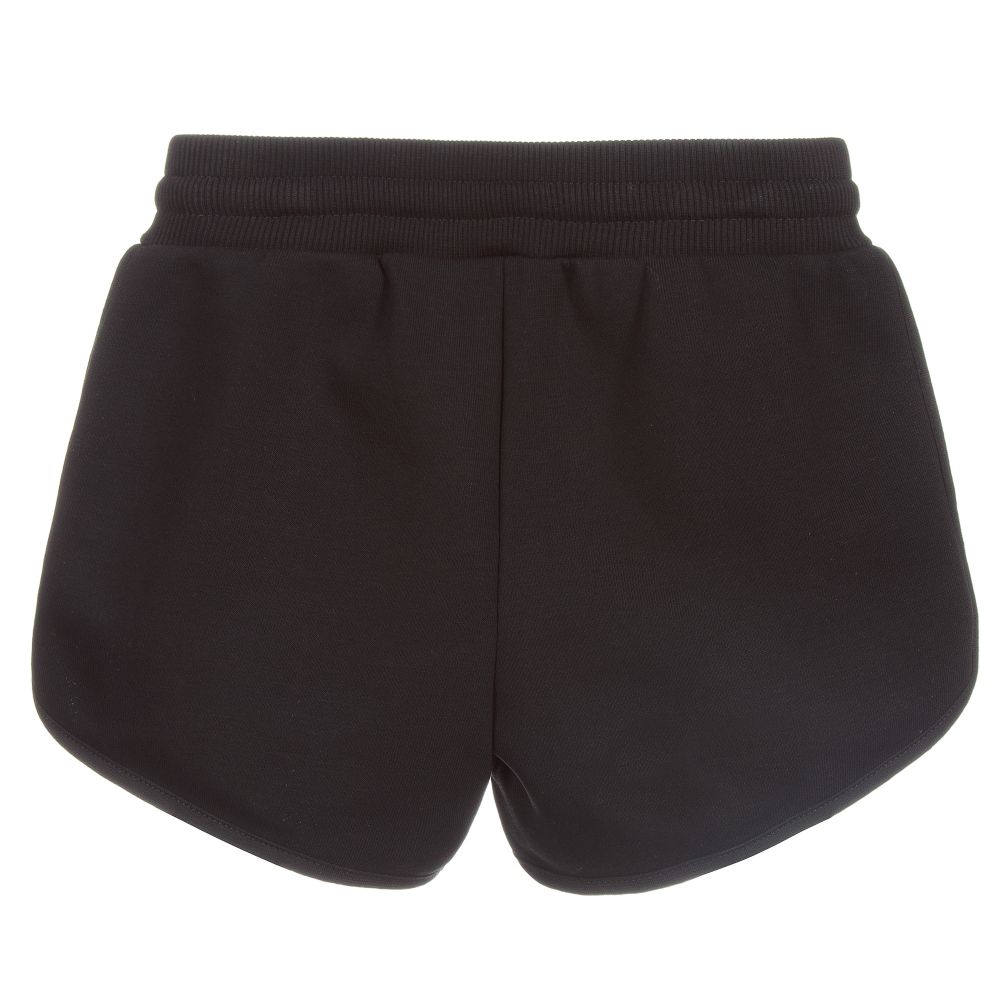 Girls Black Logo Cotton Shorts
