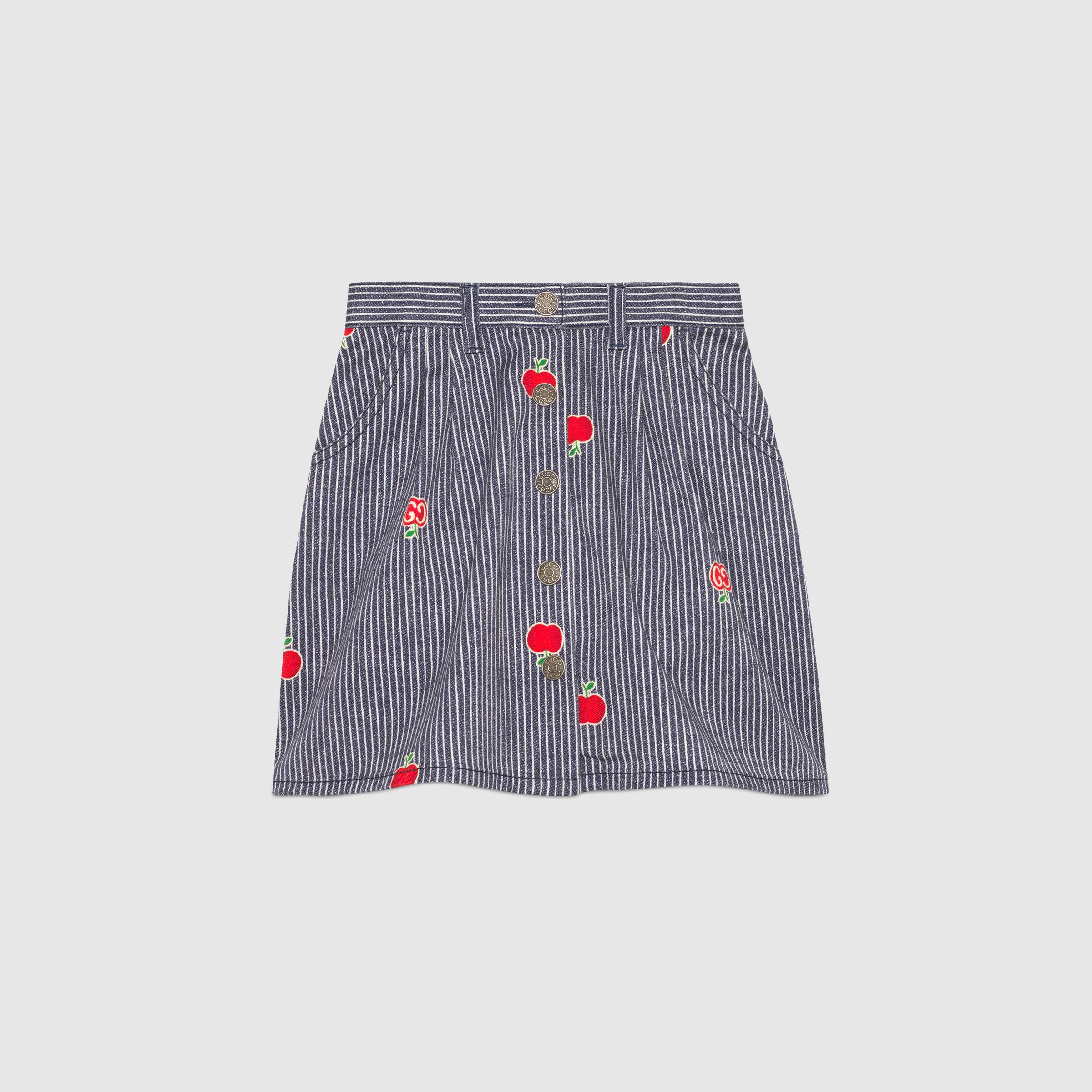 Girls Blue Stripes Denim Skirt