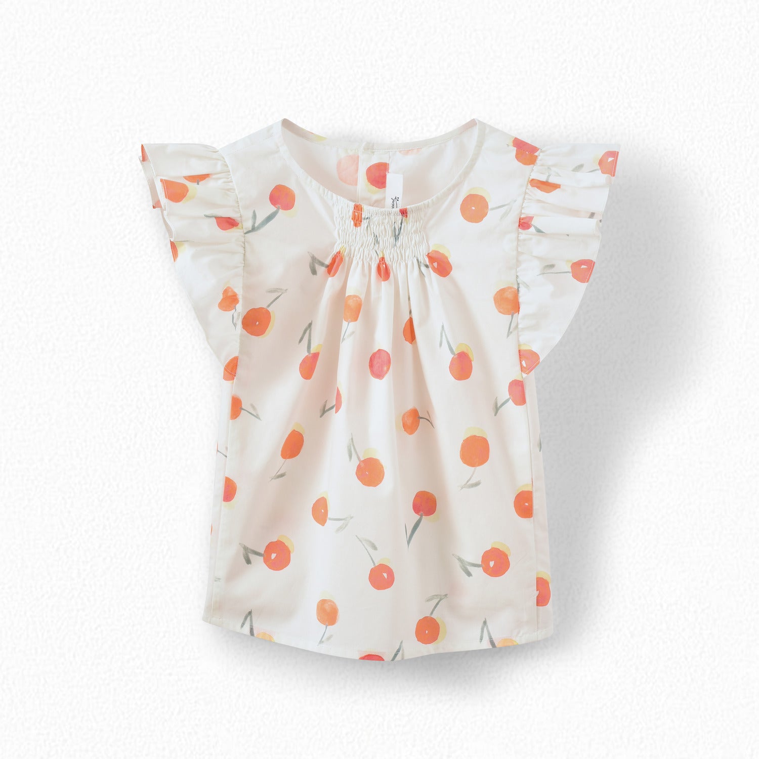 Girls White Cherry Cotton Top