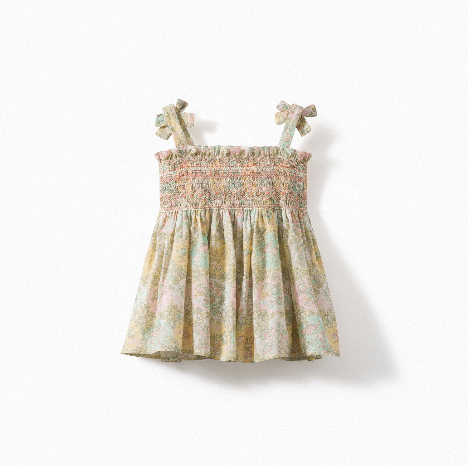 Girls Light Yellow Floral Cotton Top