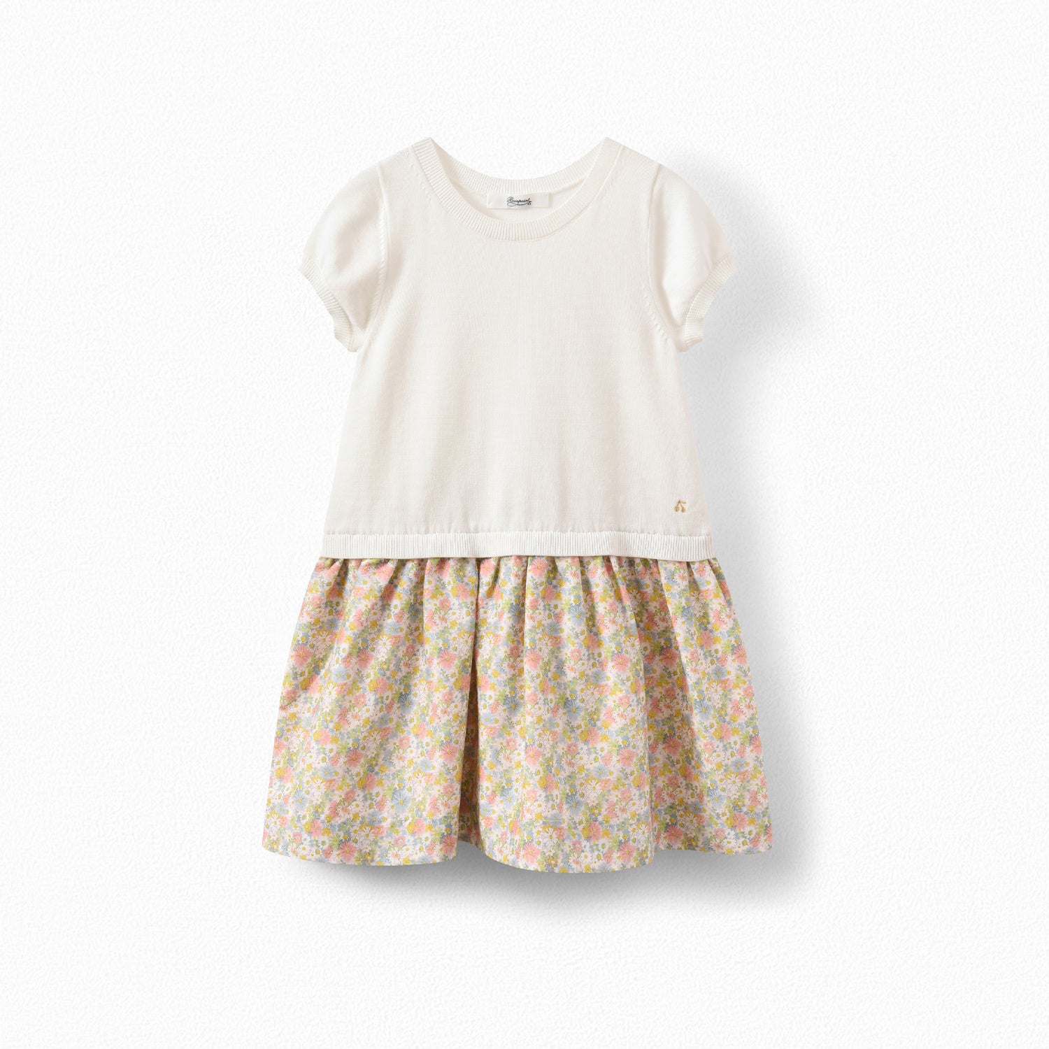 Girls White Floral Cotton Dress