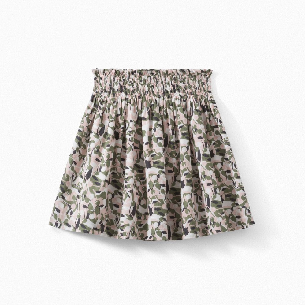 Girls Dark Khaki Printing Cotton Skirt
