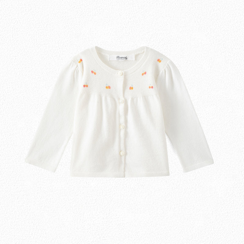 Baby Girls White Cotton Cardigan