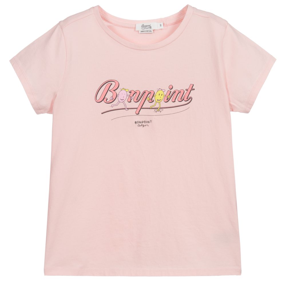 Girls Pink Logo Cotton T-Shirt