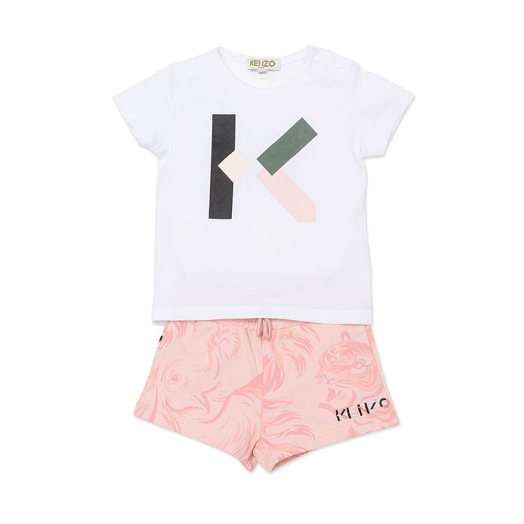Baby Girls Pink Logo Cotton Set