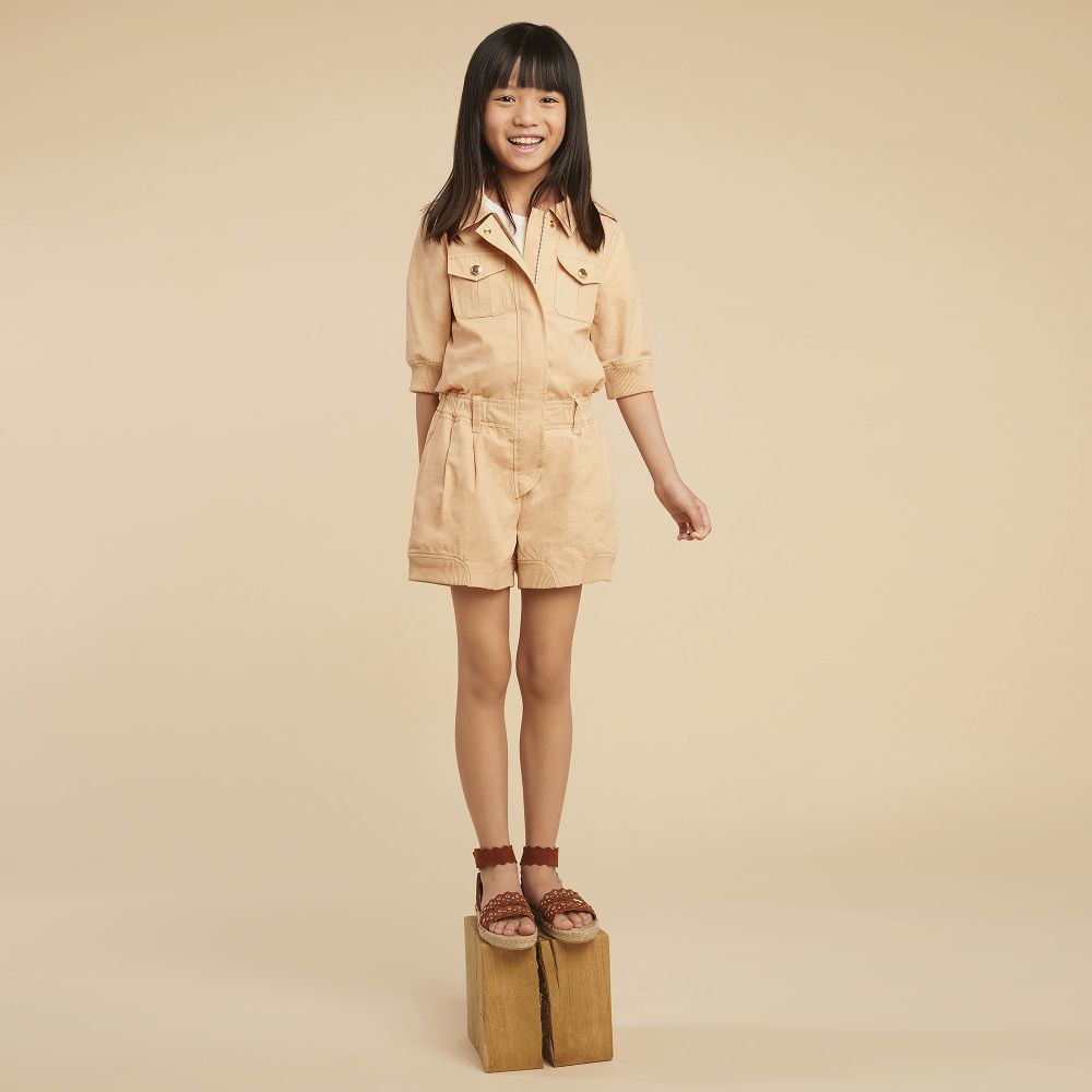Girls Beige Playsuit