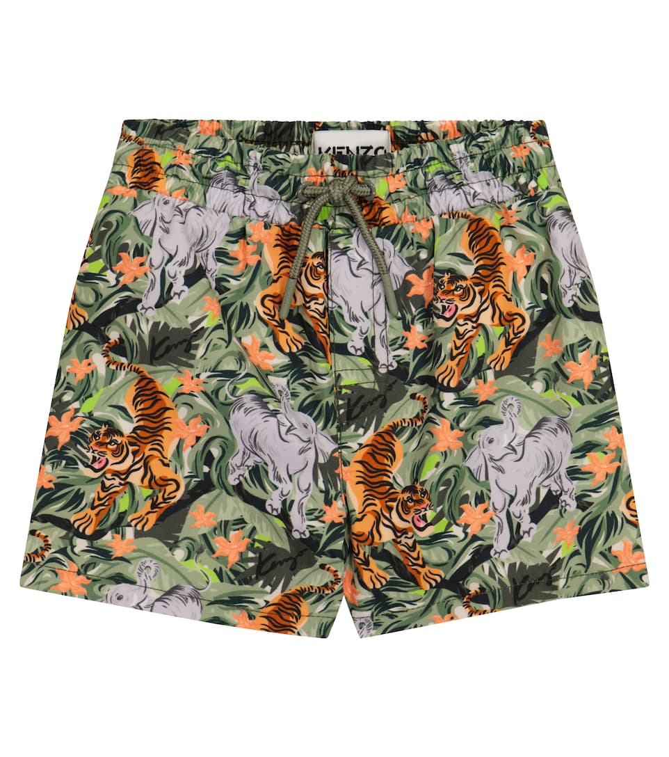Baby Girls Green Printing Swim Shorts