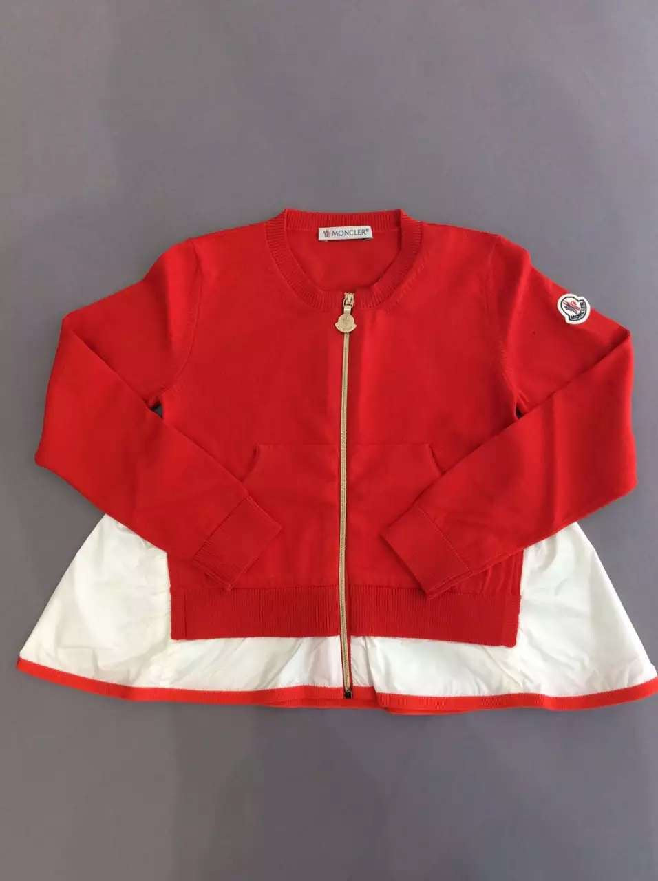 Girls Red Cotton Cardigan With Hem Trims - CÉMAROSE | Children's Fashion Store